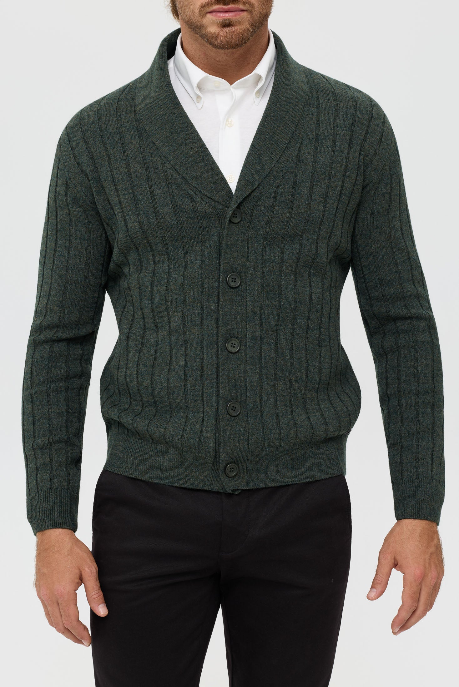 Hochwertige Herren-Strickjacke mit Schalkragen – Woll-Kaschmir-Mischung | Modell 8026