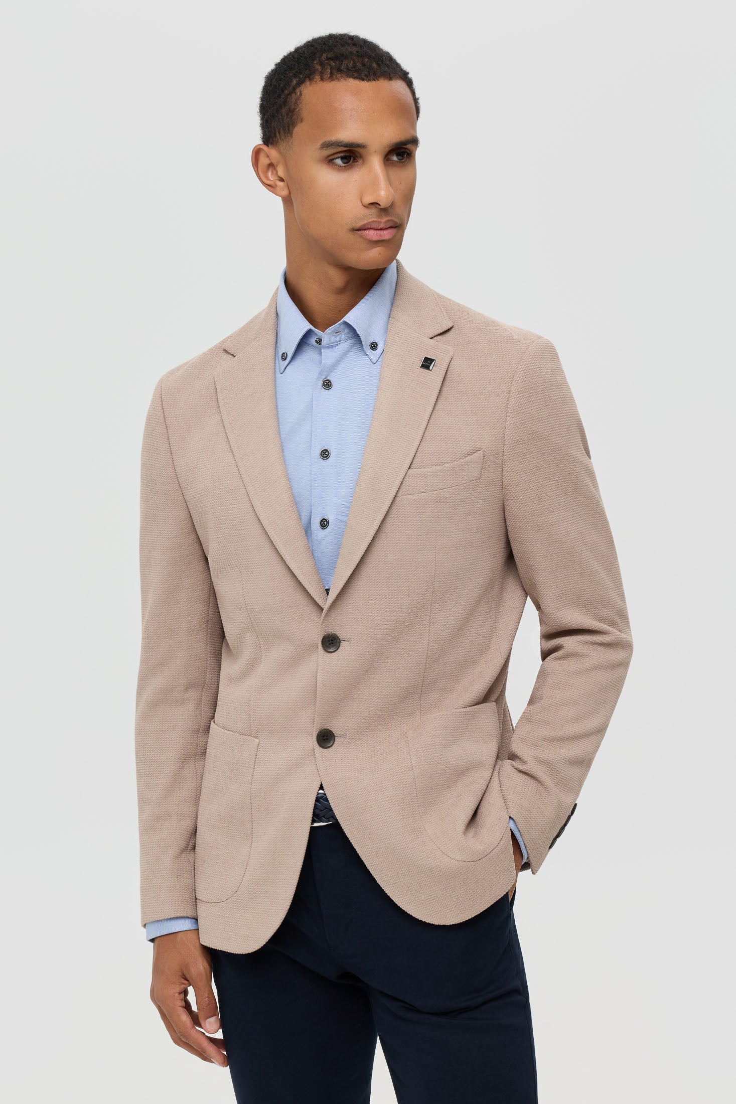 Men’s Premium Knit Blazer – Textured Comfort Stretch | Style 7182