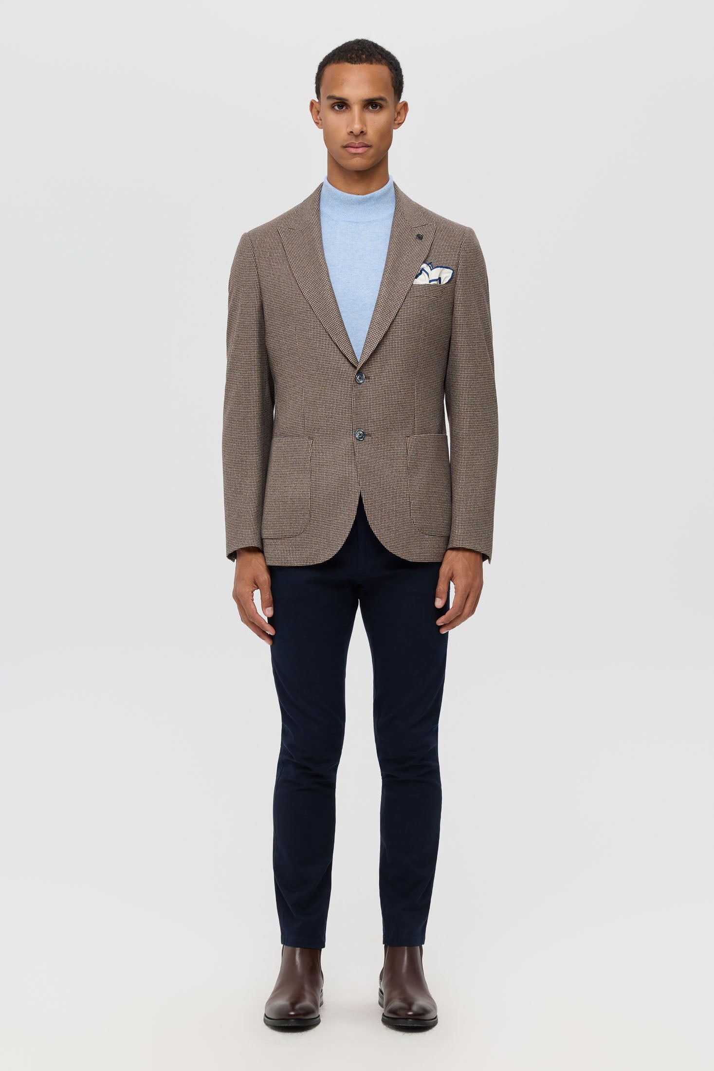 Men’s Premium Blazer – Houndstooth & Micro-Check Weave | Style 7178