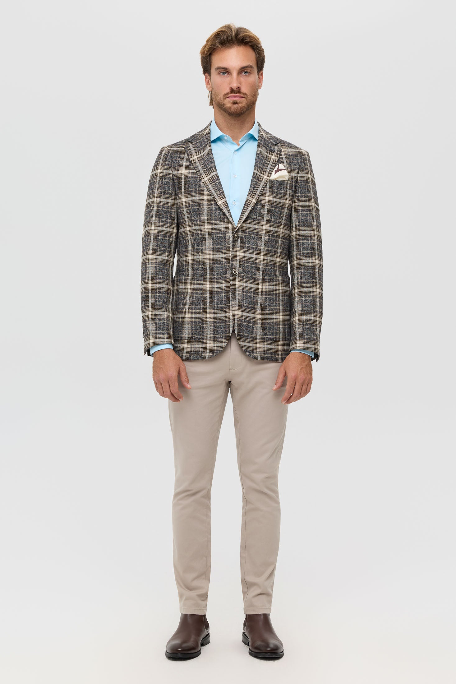 Men’s Premium Checked Blazer – Smart Stretch Weave | Style 7177