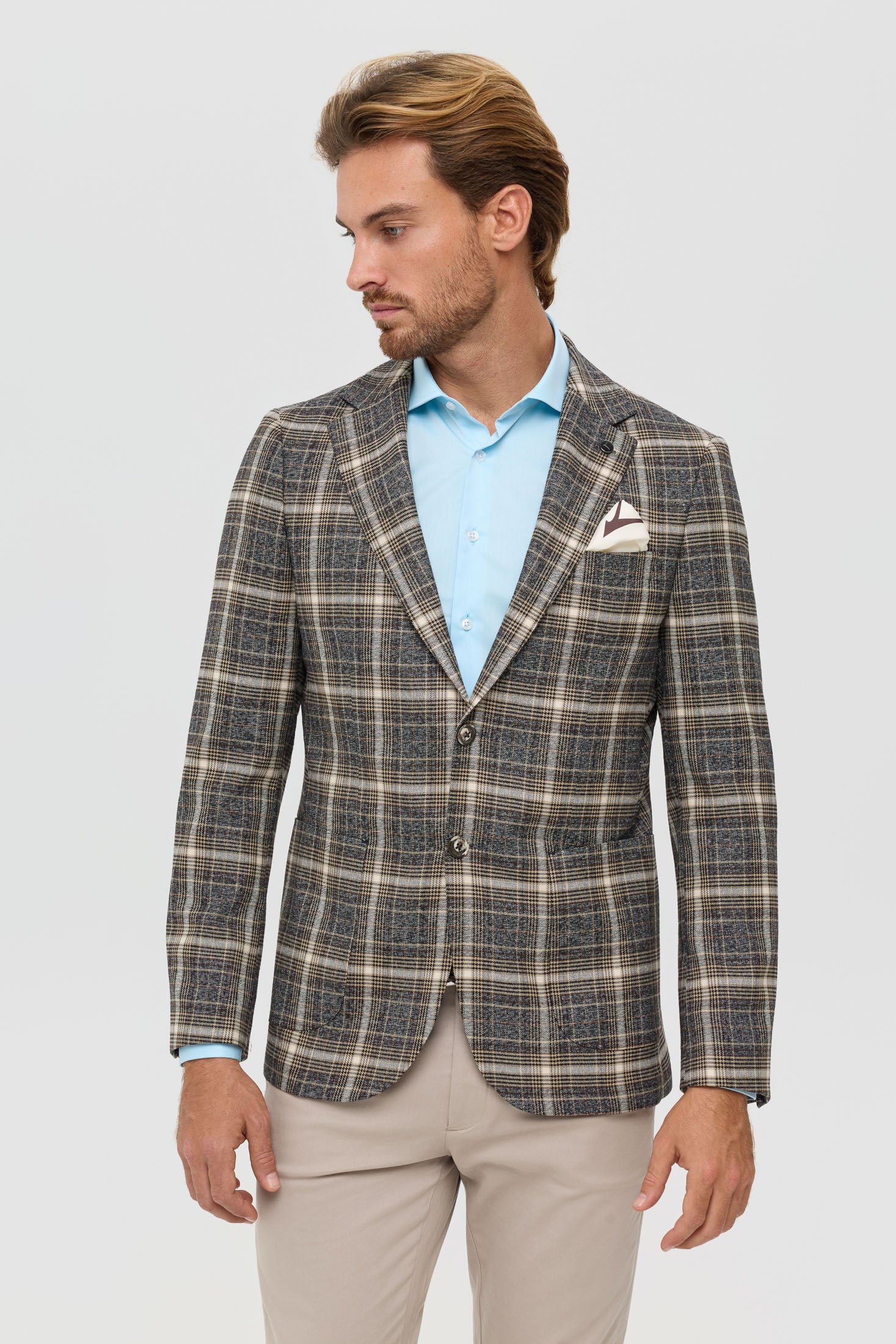 Men’s Premium Checked Blazer – Smart Stretch Weave | Style 7177