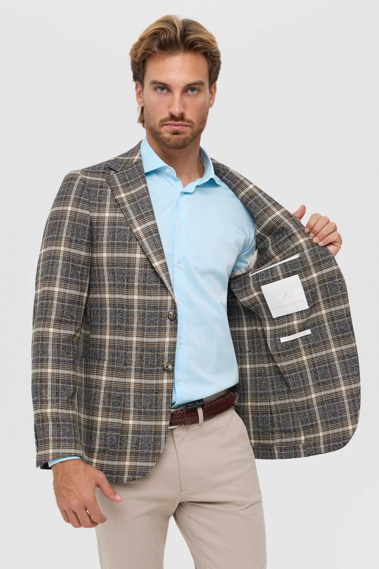Men’s Premium Checked Blazer – Smart Stretch Weave | Style 7177