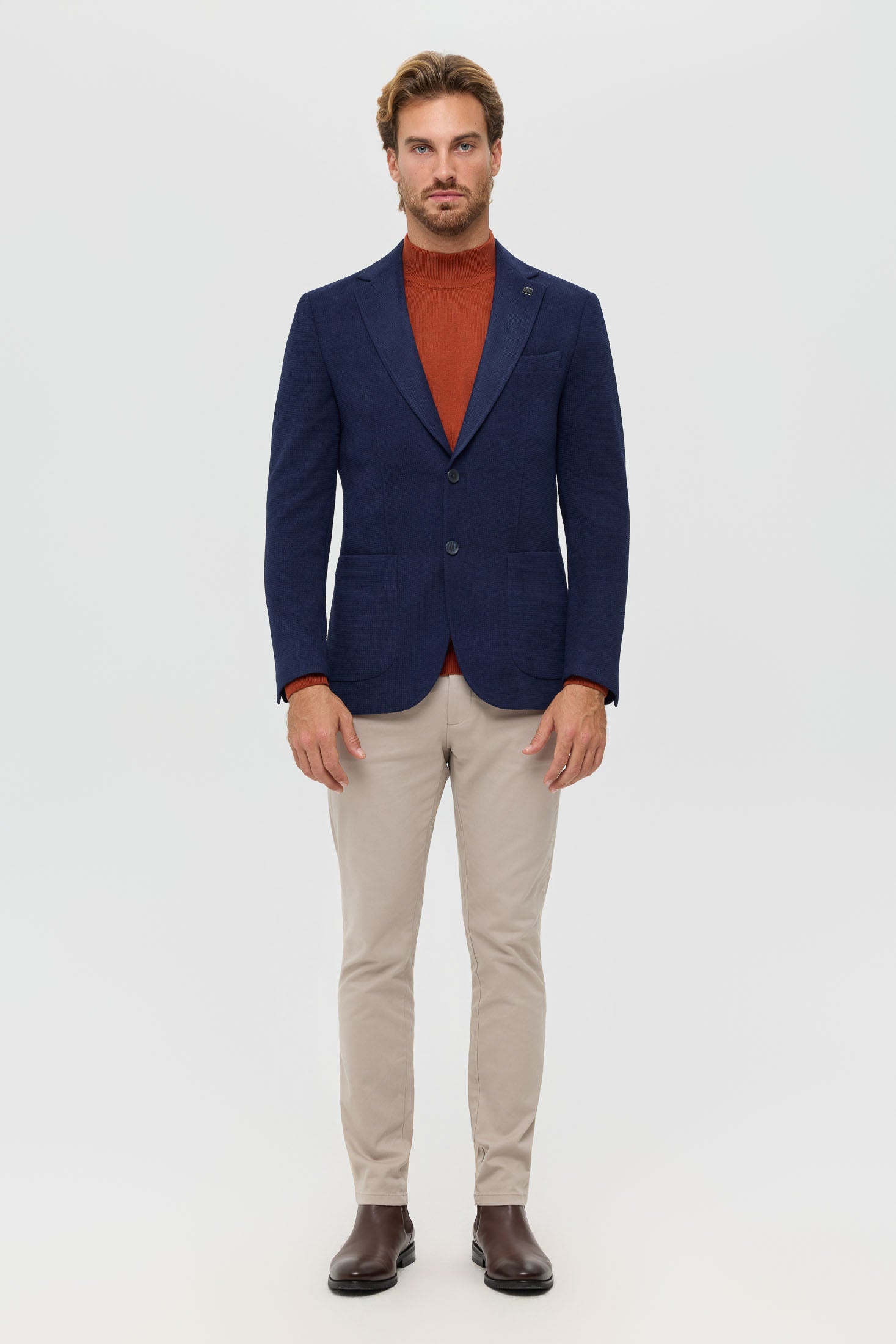 Men’s Premium Knit Blazer – Textured Comfort Stretch | Style 7182