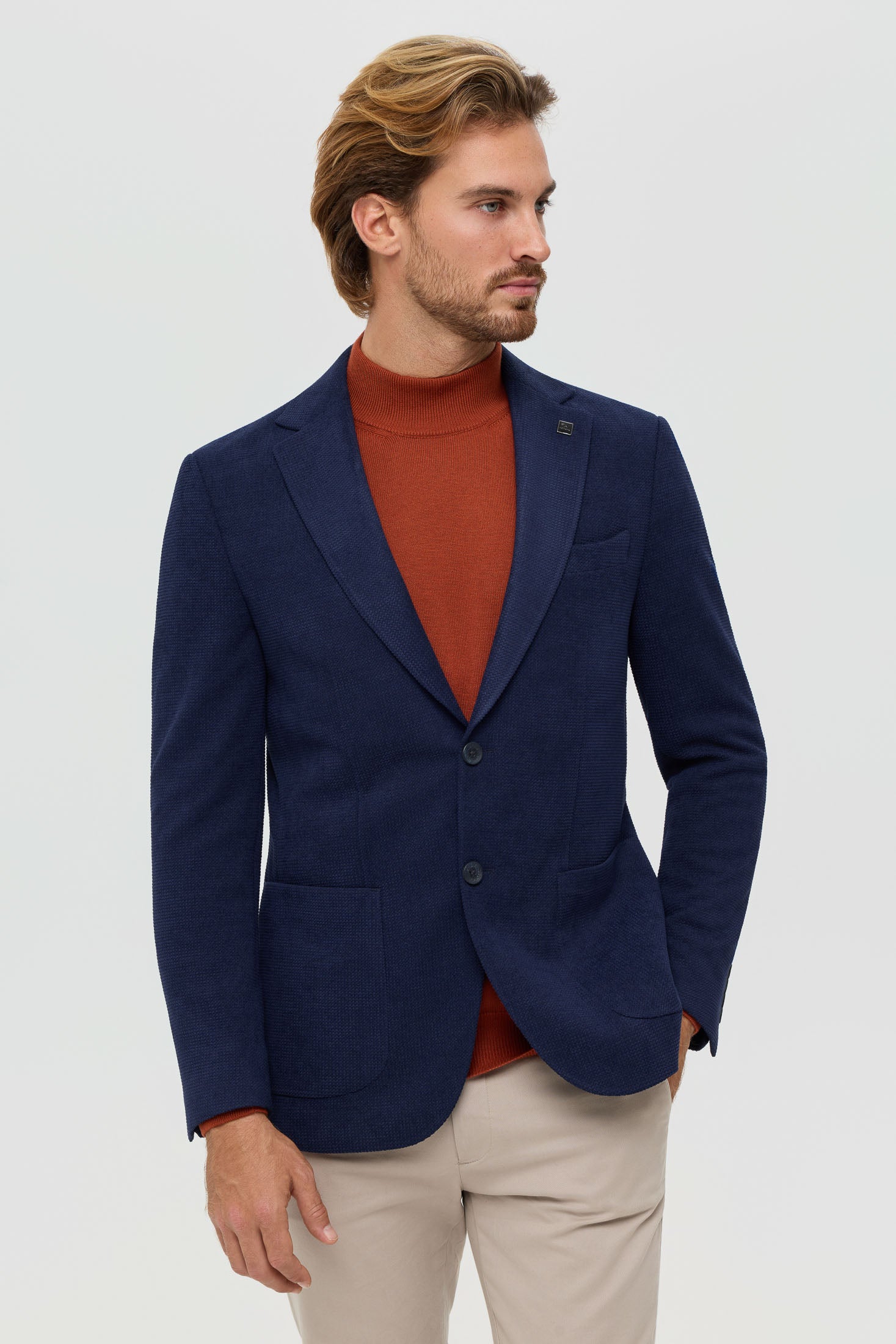 Men’s Premium Knit Blazer – Textured Comfort Stretch | Style 7182