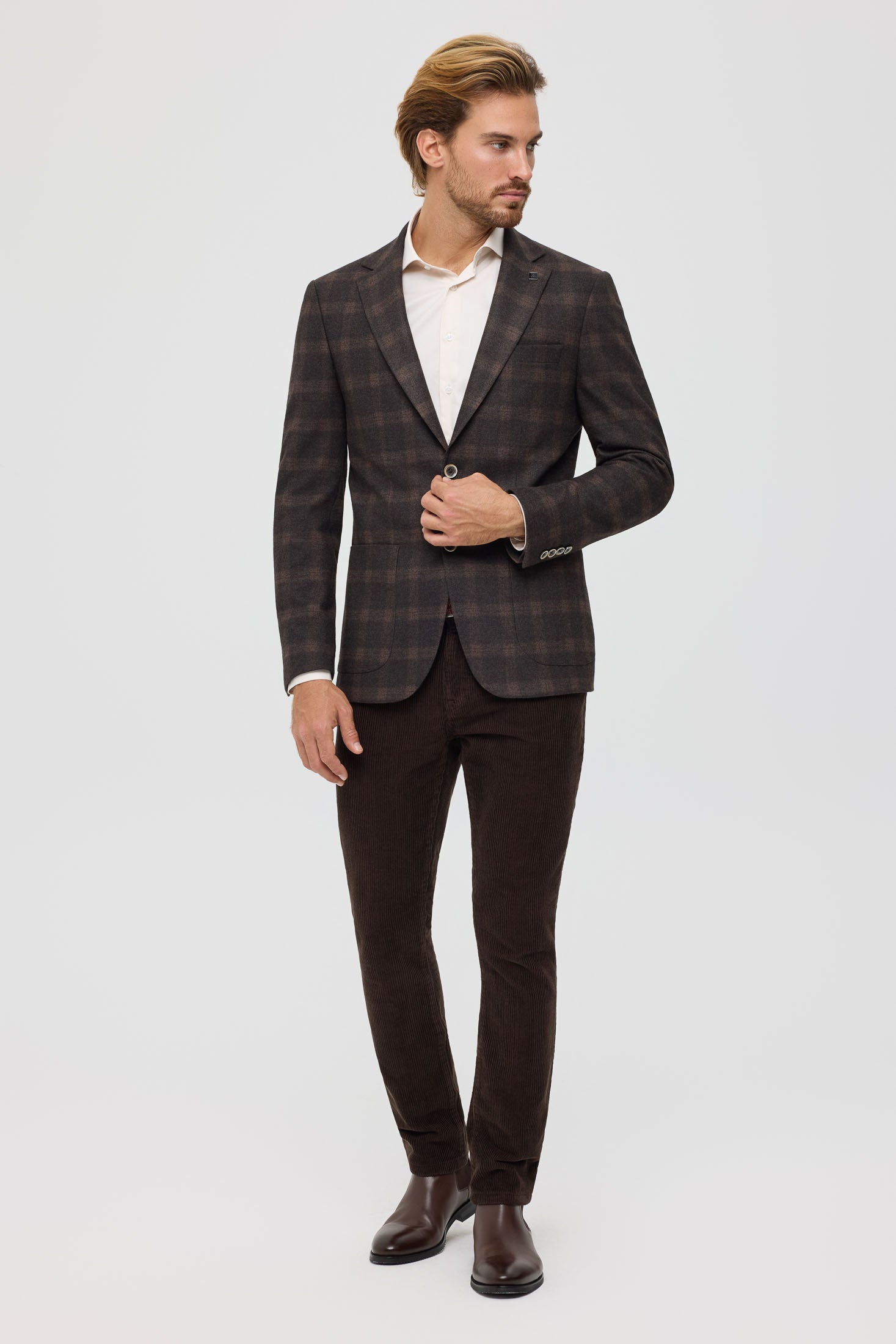 Men’s Premium Knit Blazer – Checked Texture | Style 7186