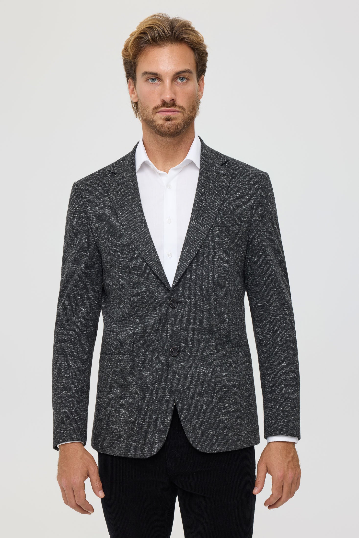 Men’s Premium Knit Blazer – Wool Blend Glen Check | Style 7183