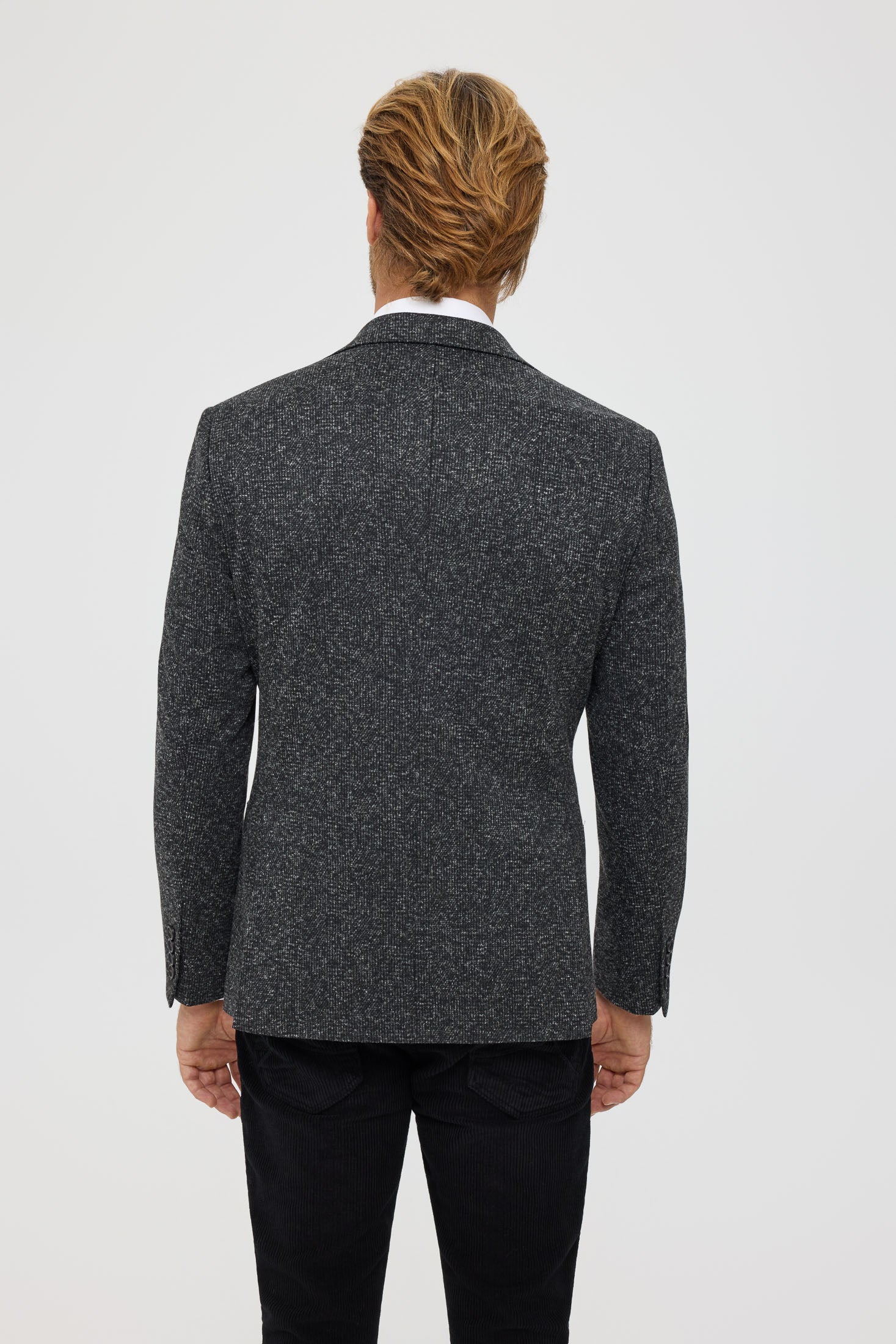 Men’s Premium Knit Blazer – Wool Blend Glen Check | Style 7183