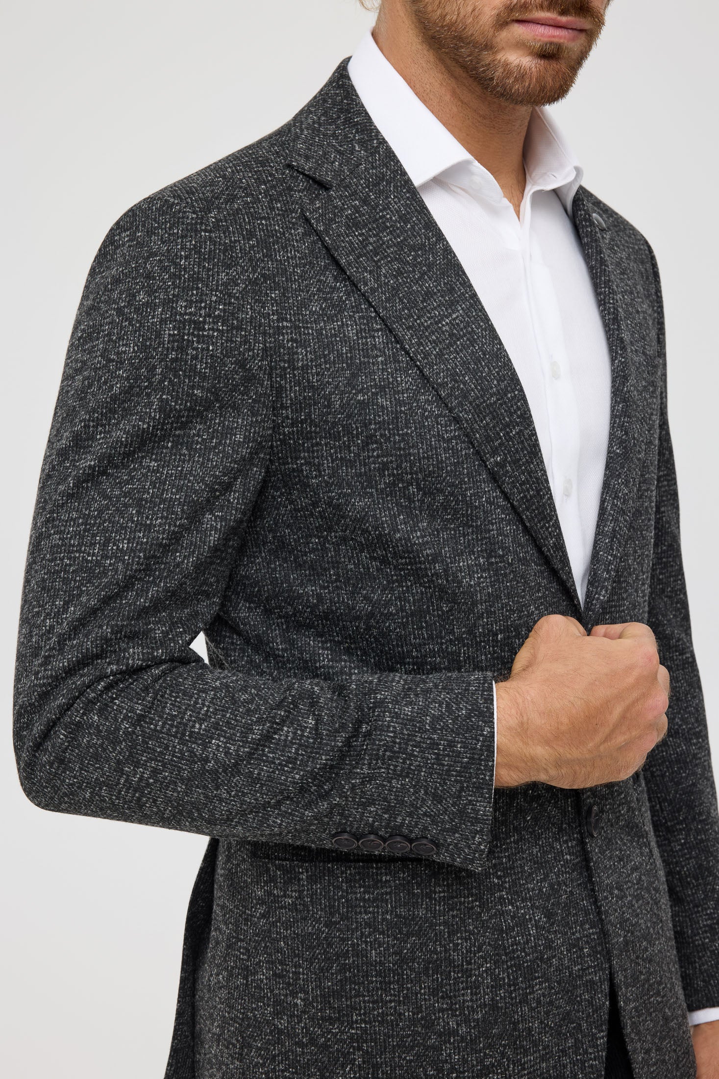 Men’s Premium Knit Blazer – Wool Blend Glen Check | Style 7183