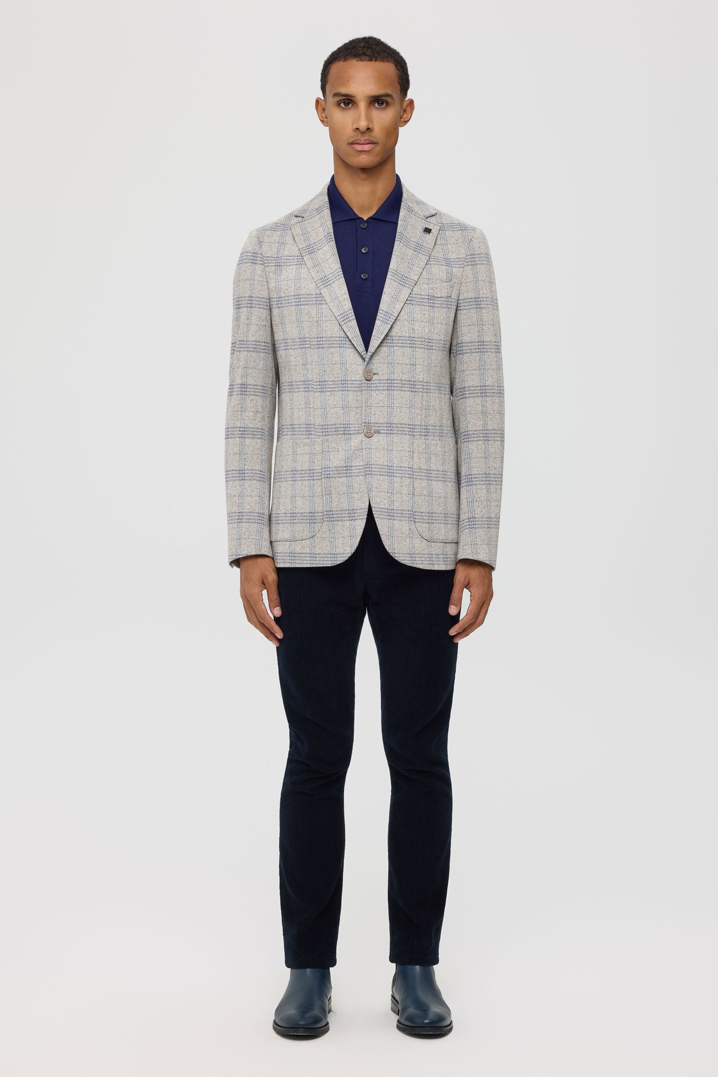 Men’s Premium Knit Blazer – Checked Linen Blend | Style 7180