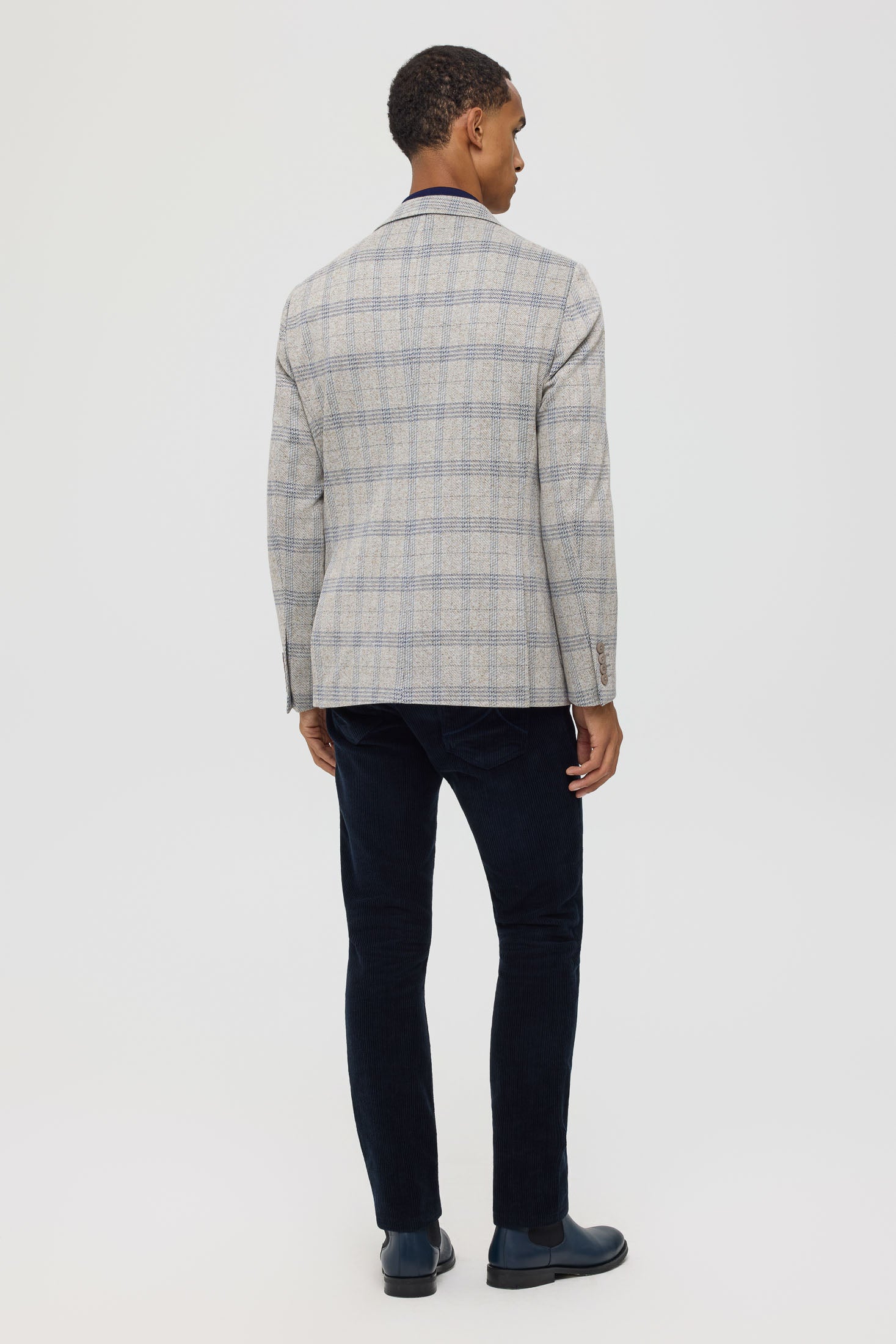 Men’s Premium Knit Blazer – Checked Linen Blend | Style 7180