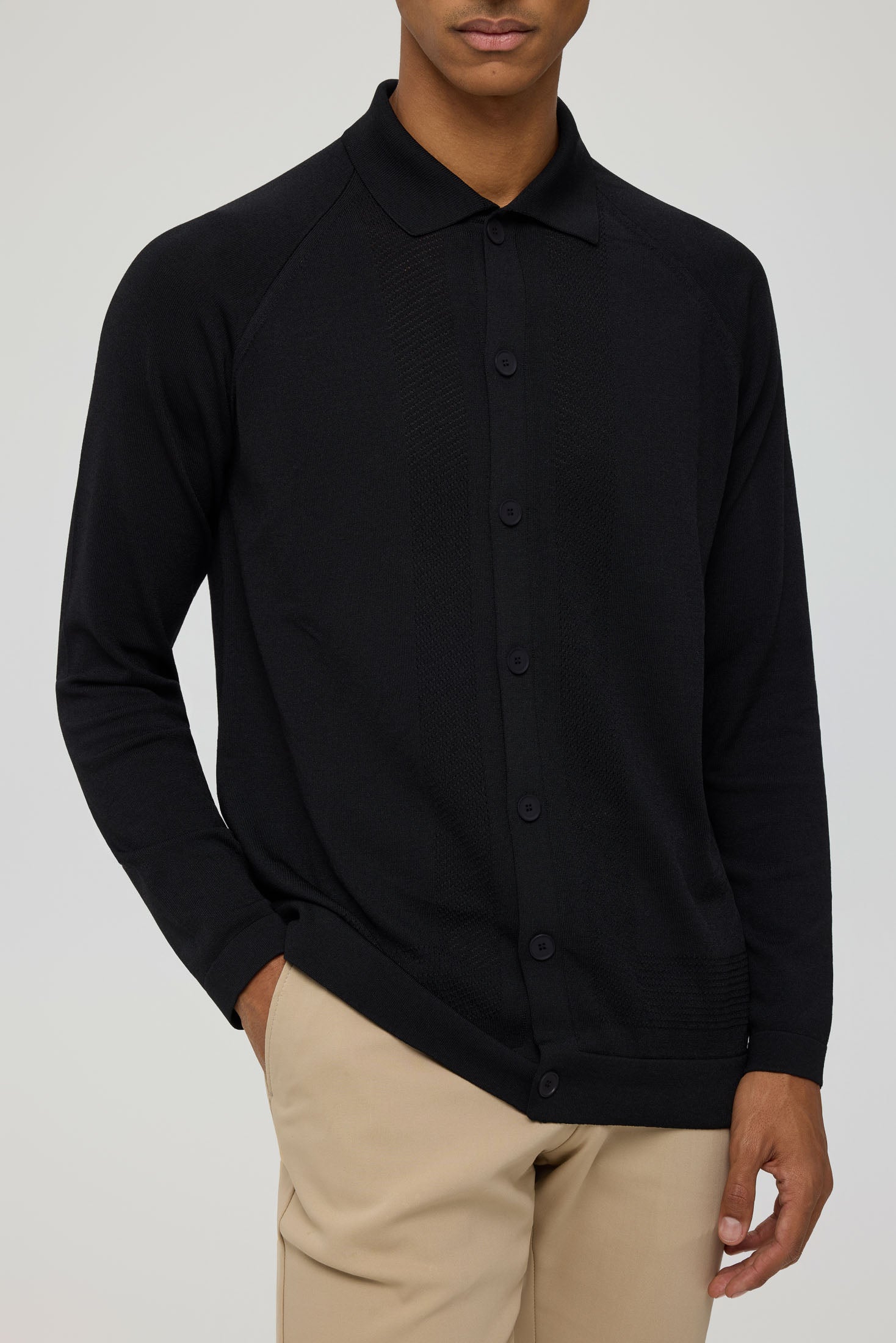 Men’s Premium Buttoned Knit Cardigan – Textured Panel Design | Style 8029