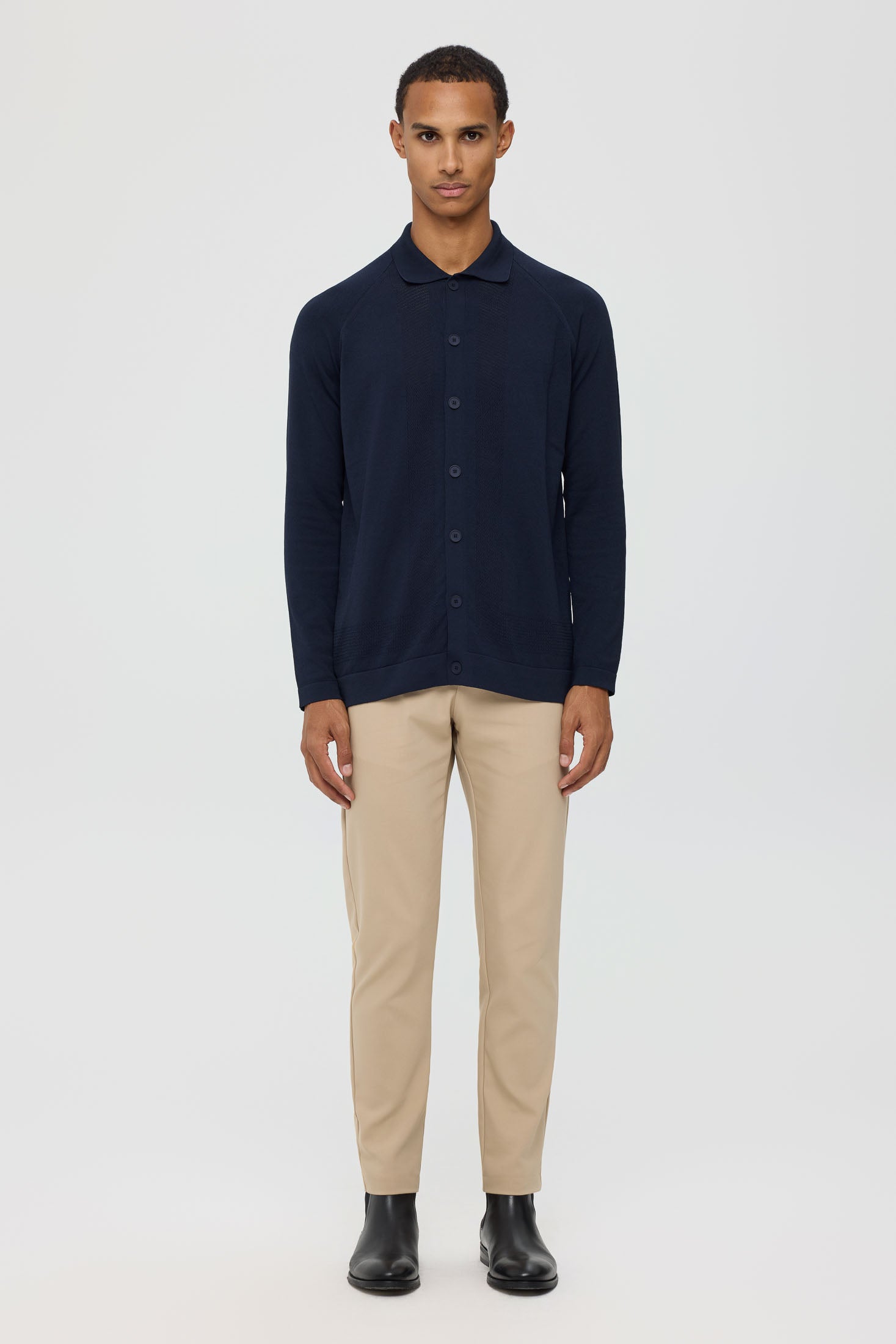 Men’s Premium Buttoned Knit Cardigan – Textured Panel Design | Style 8029