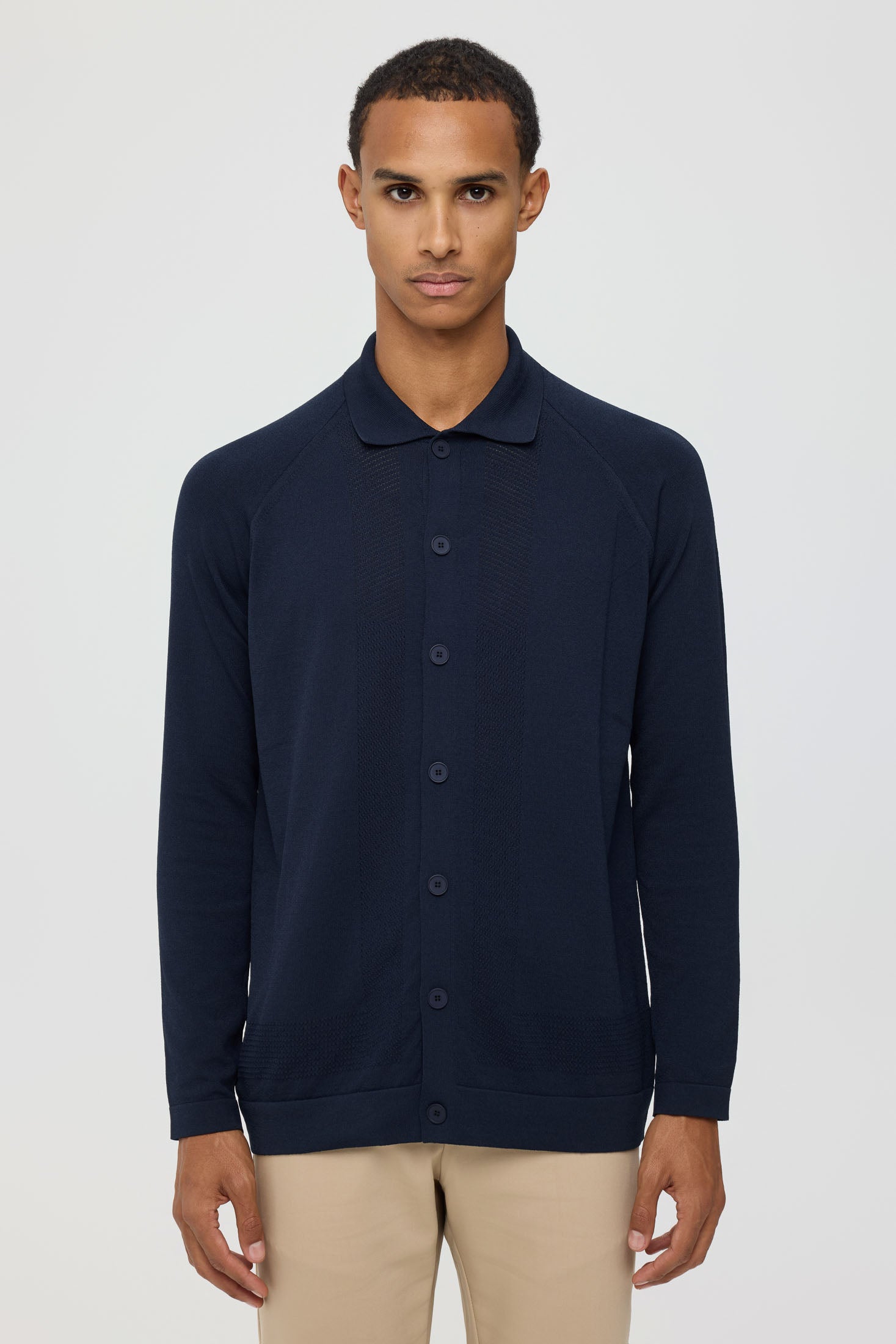 Men’s Premium Buttoned Knit Cardigan – Textured Panel Design | Style 8029