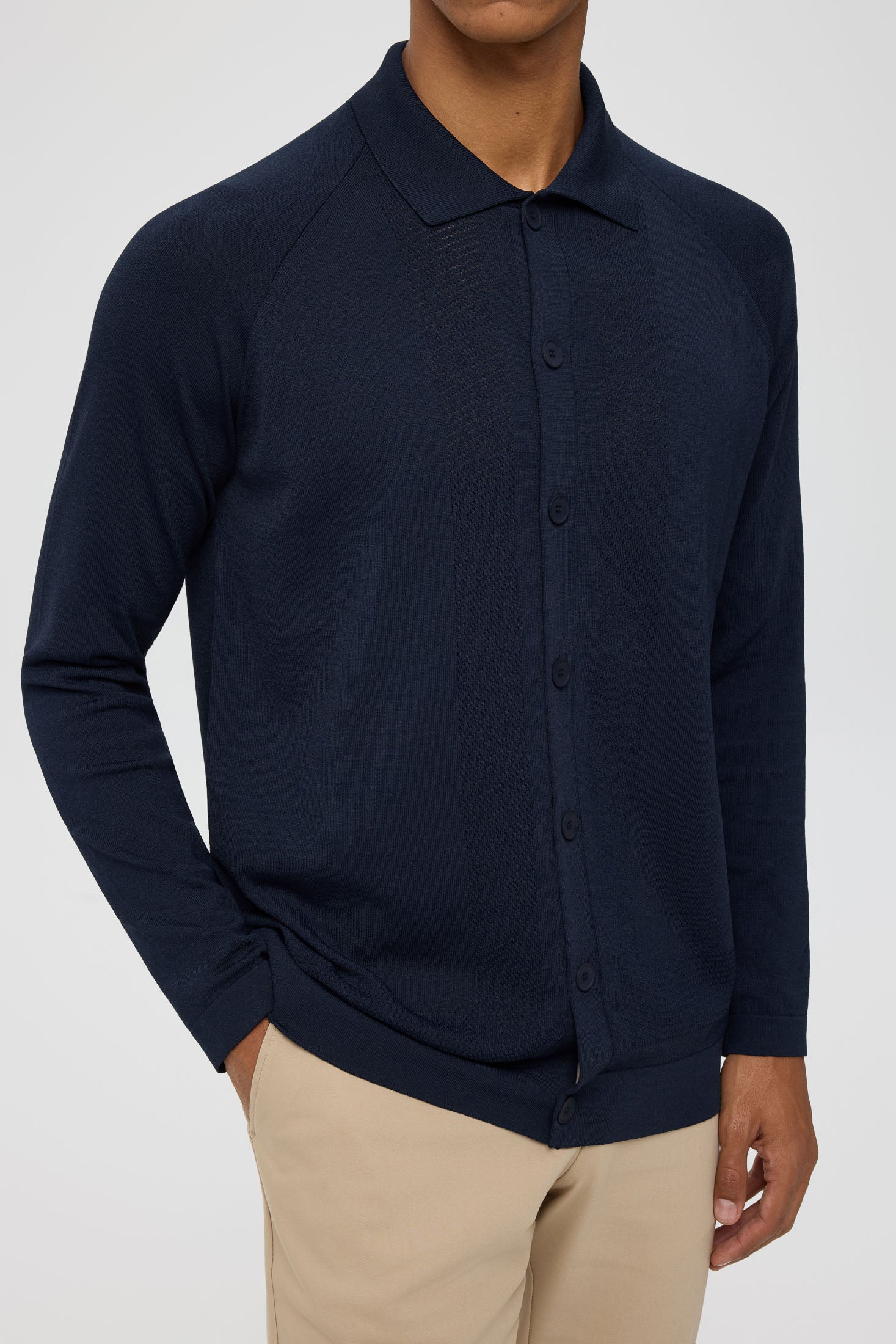 Men’s Premium Buttoned Knit Cardigan – Textured Panel Design | Style 8029