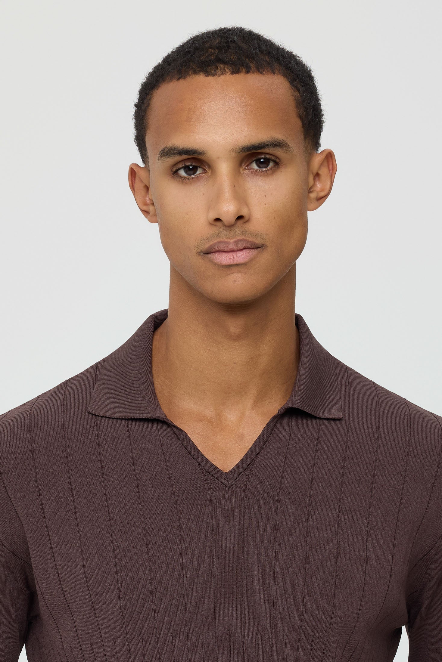 Men’s Premium Long-Sleeve Knit Pullover Polo – Fine Rib Texture | Style 8030