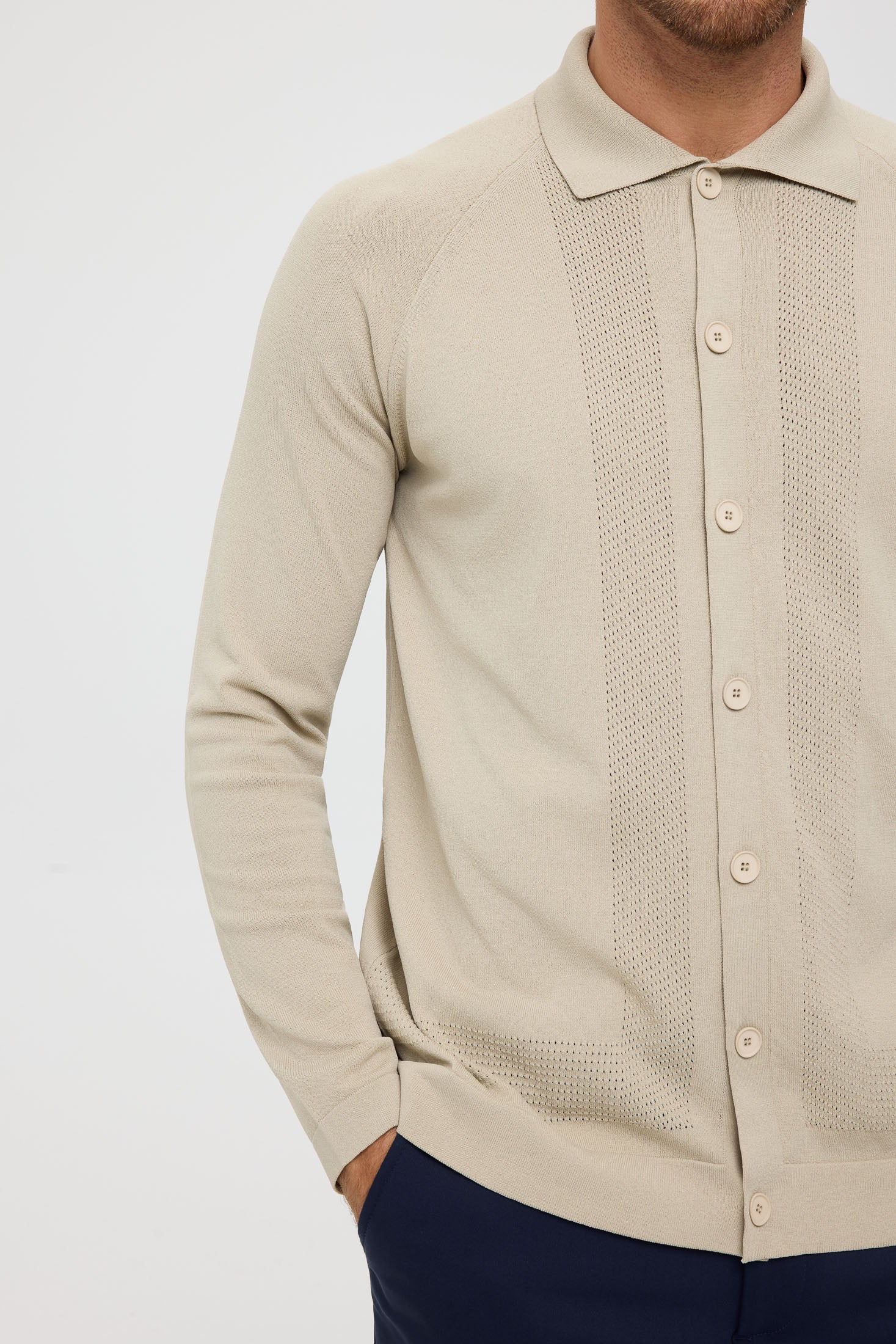 Men’s Premium Buttoned Knit Cardigan – Textured Panel Design | Style 8029