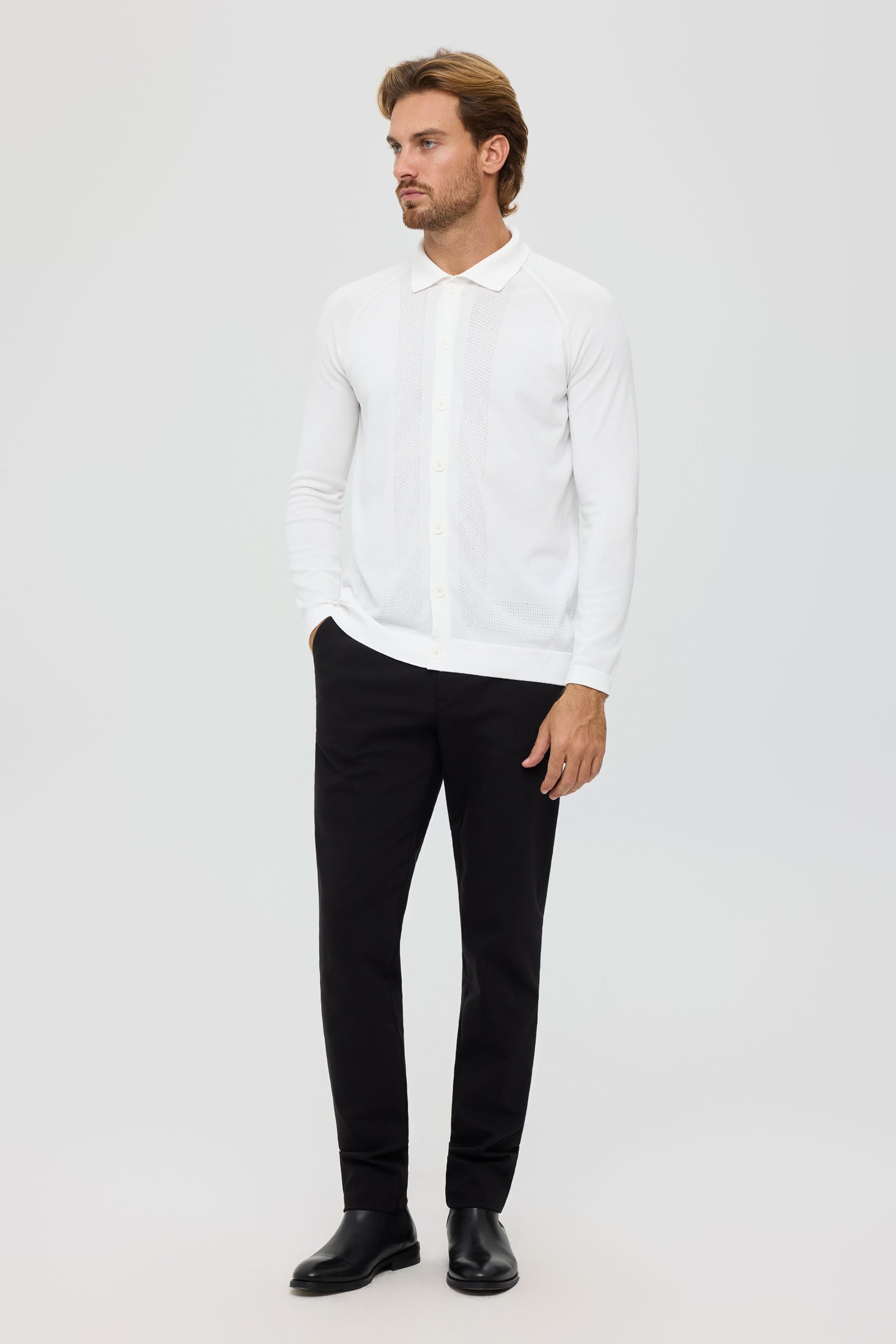 Men’s Premium Buttoned Knit Cardigan – Textured Panel Design | Style 8029