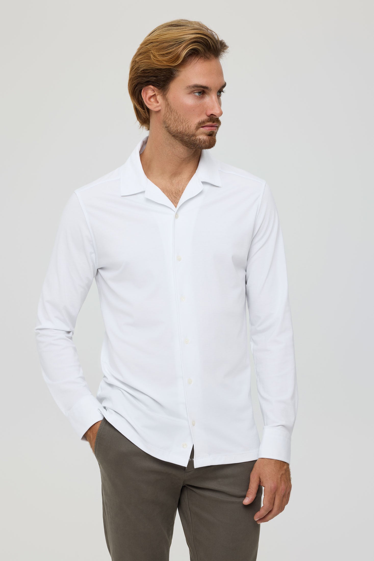 Hochwertiges Herren-Businesshemd – Weicher Stretch-Jersey | Modell 25-052