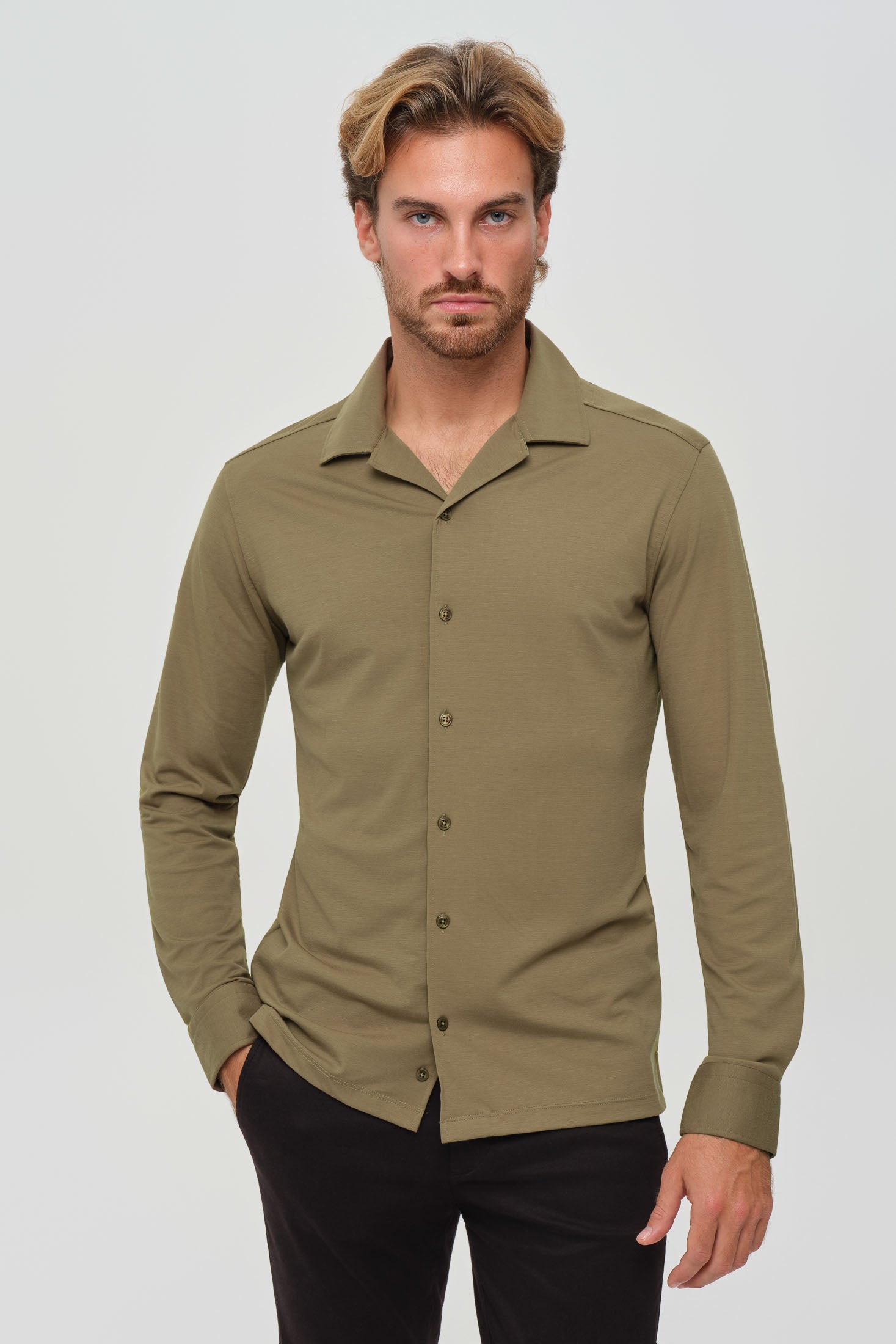 Hochwertiges Herren-Businesshemd – Weicher Stretch-Jersey | Modell 25-052