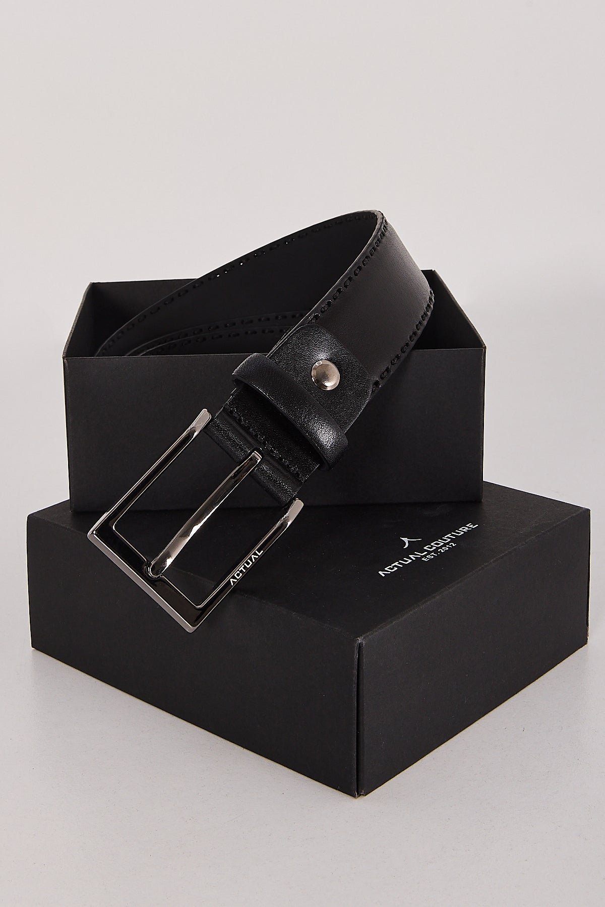 Men’s Classic Stitched-Edge Genuine Leather Belt | Style 3001