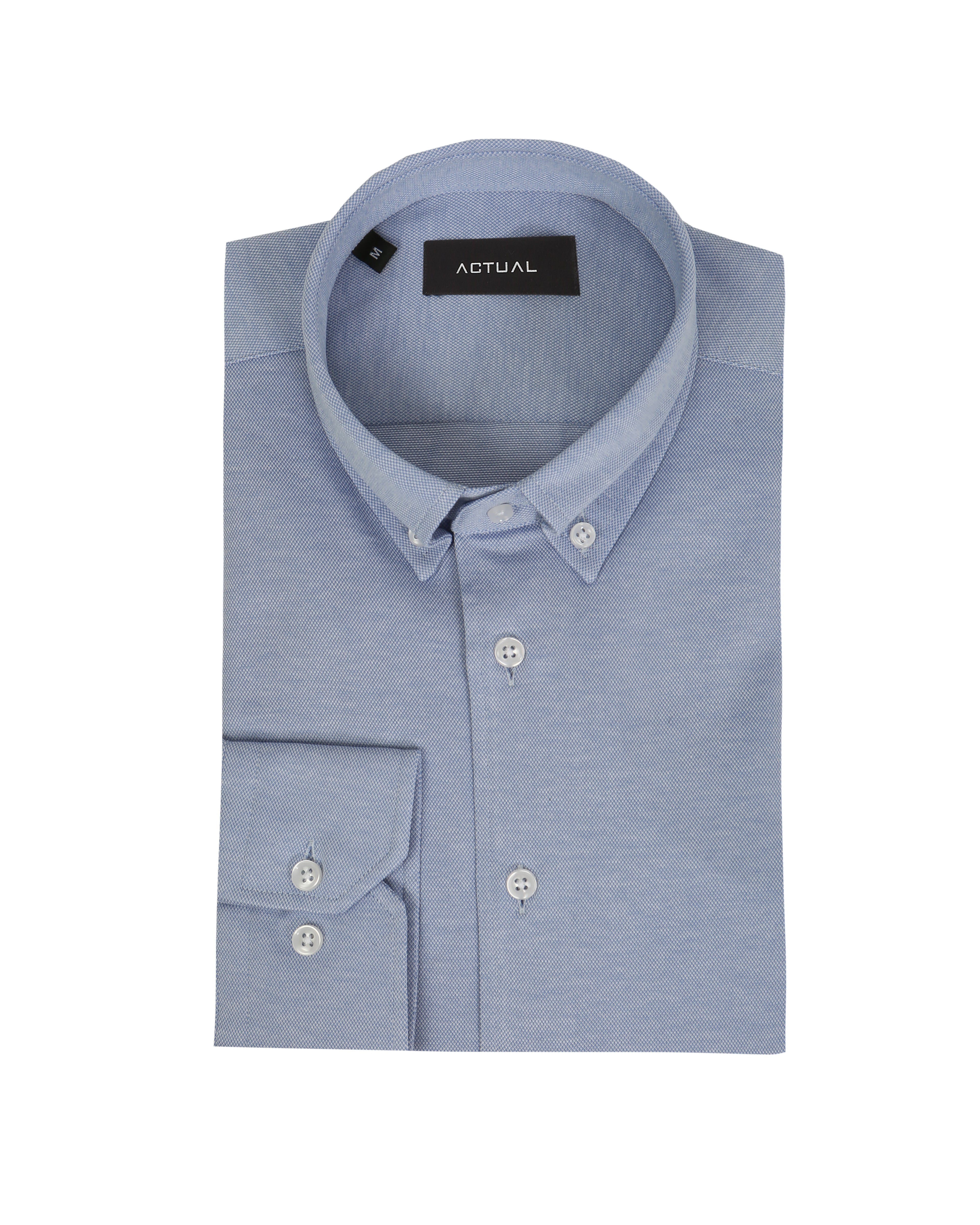 Gebreid overhemd van 100% katoen met button-down kraag – Model 25-006