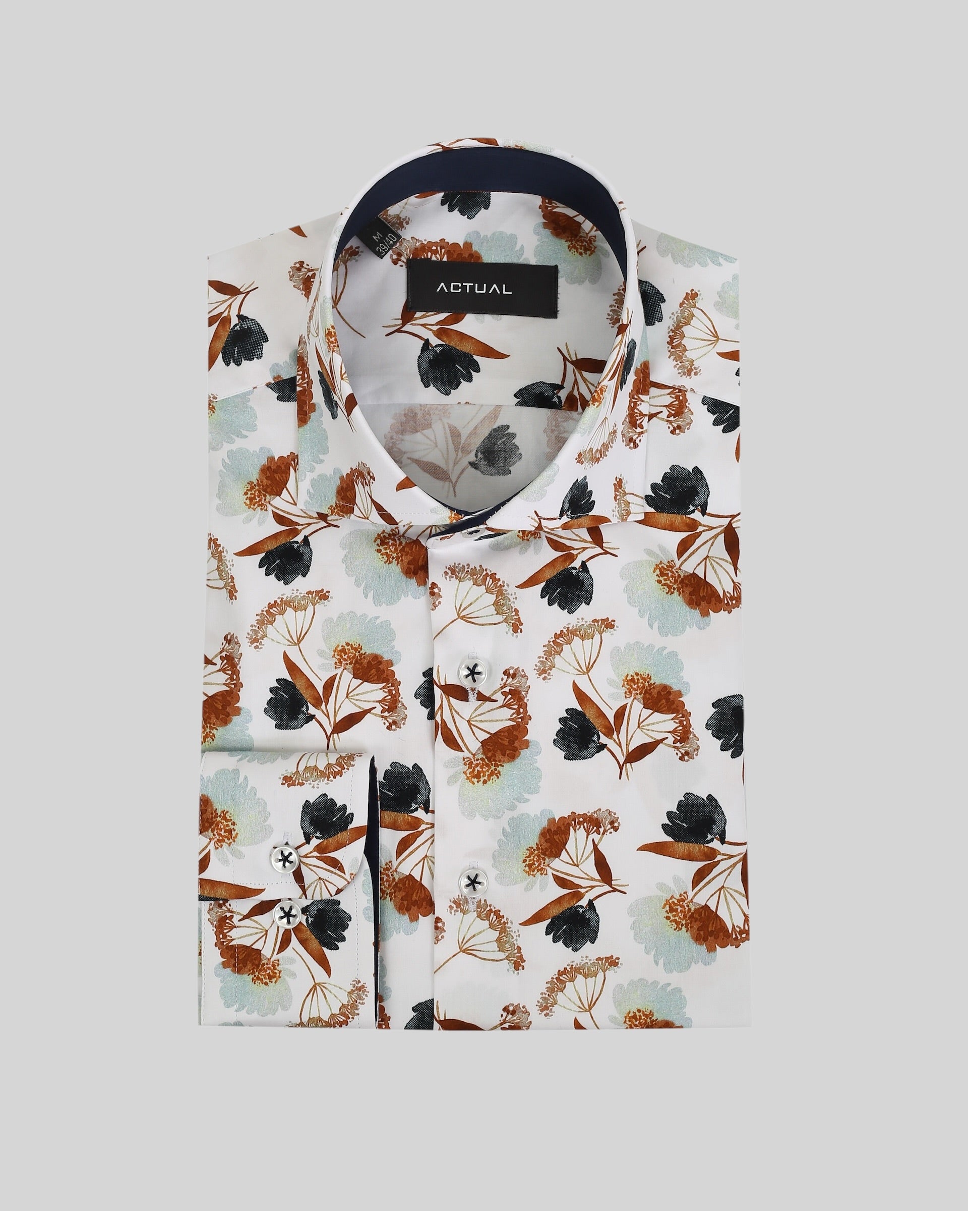 Geprint satijnen overhemd van 100% katoen in slim fit – Model 25-033