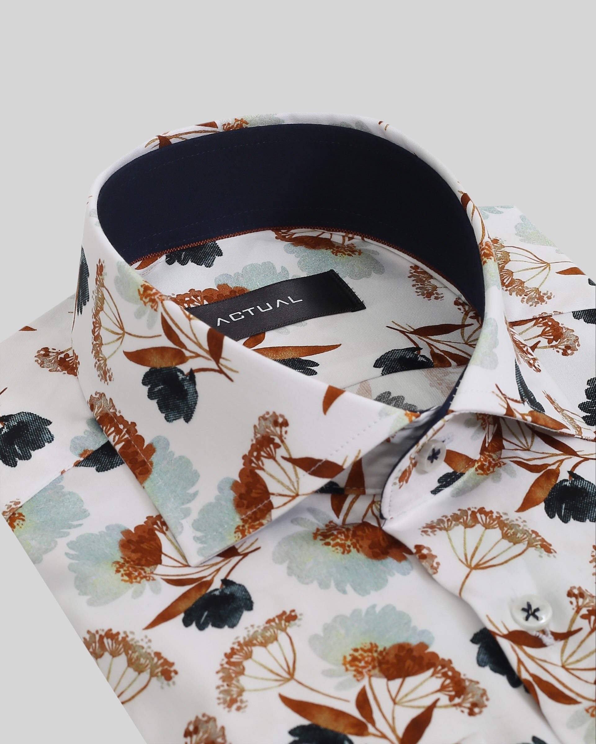 Geprint satijnen overhemd van 100% katoen in slim fit – Model 25-033