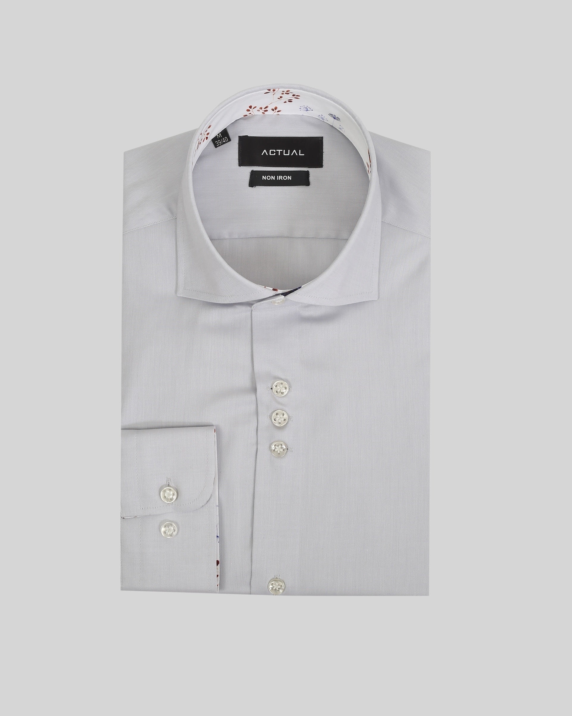 Strijkvrij overhemd van 100% katoen in slim fit met florale contrastdetails – Model 25-025