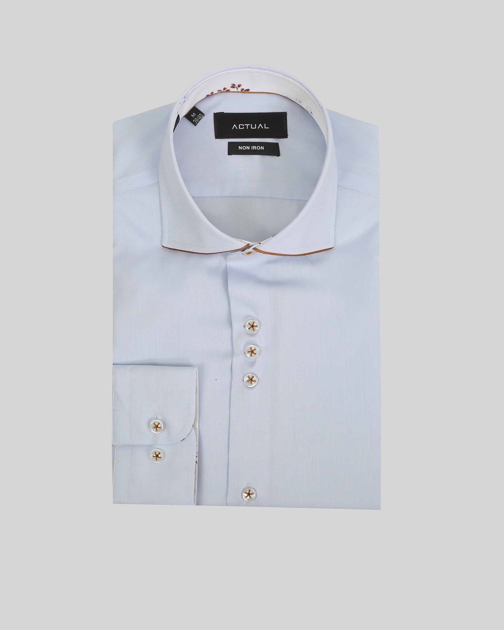 Strijkvrij twill overhemd van 100% katoen in slim fit met florale contrastdetails – Model 25-026