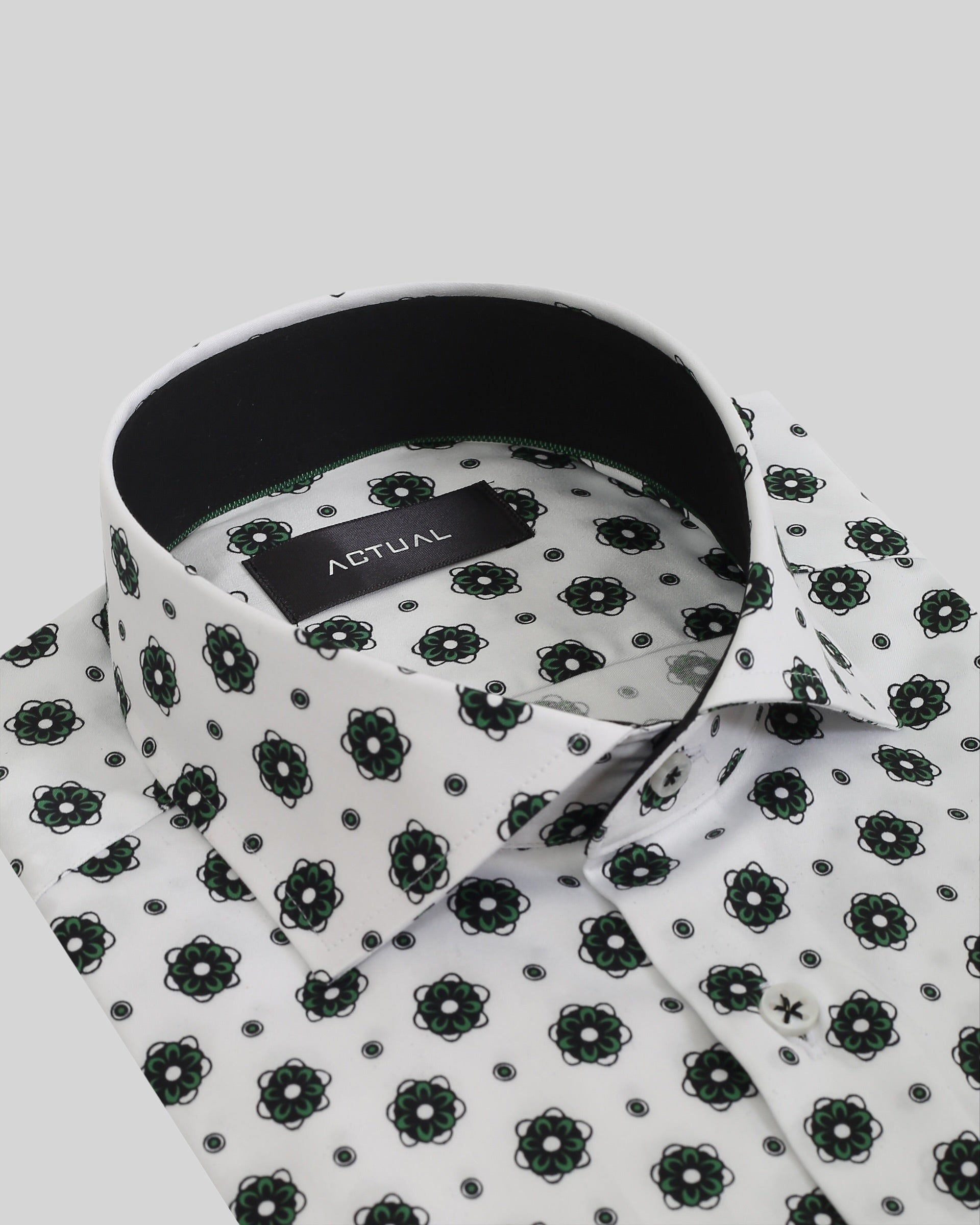 Geprint satijnen overhemd van 100% katoen in slim fit – Model 25-030