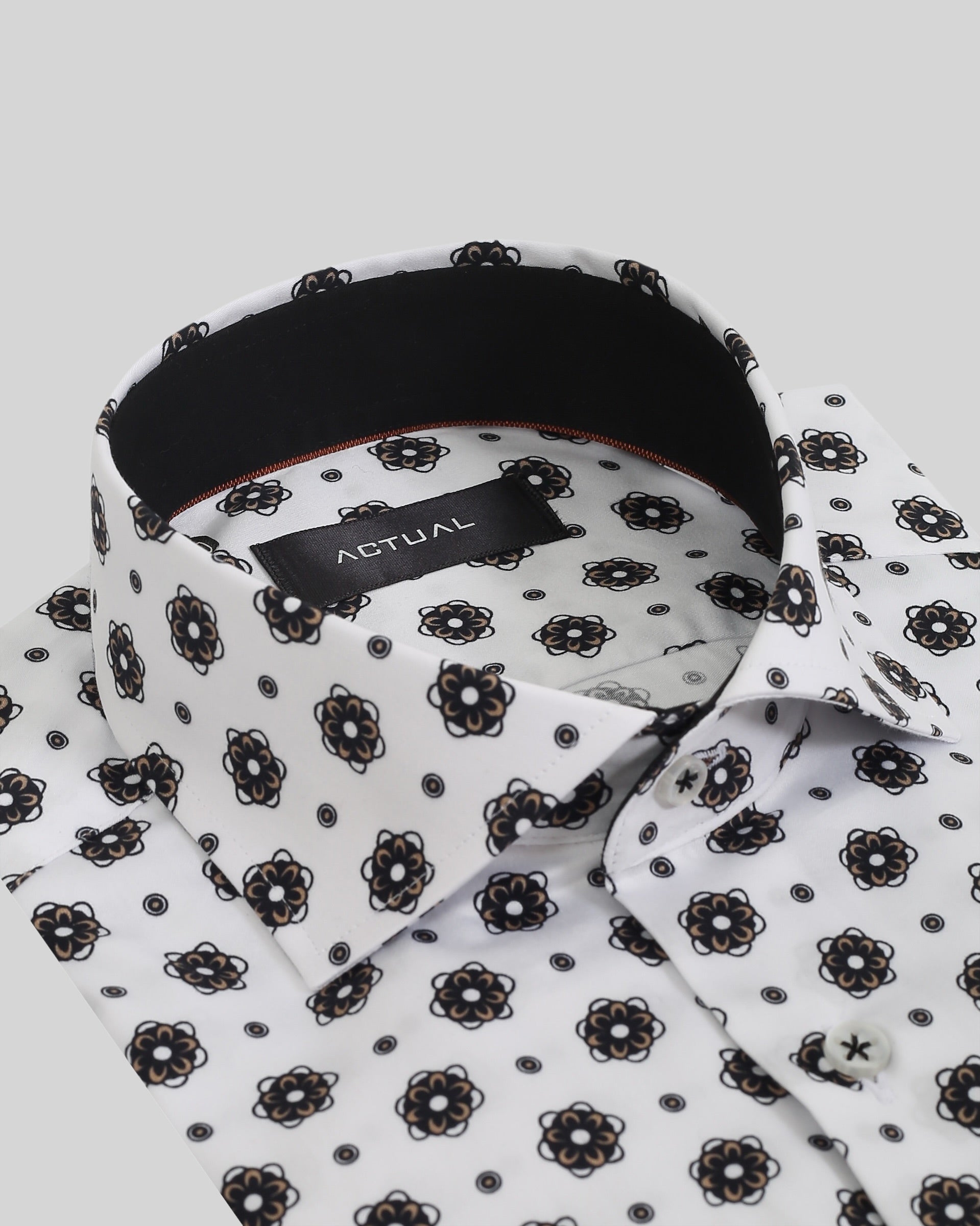 Geprint satijnen overhemd van 100% katoen in slim fit – Model 25-032