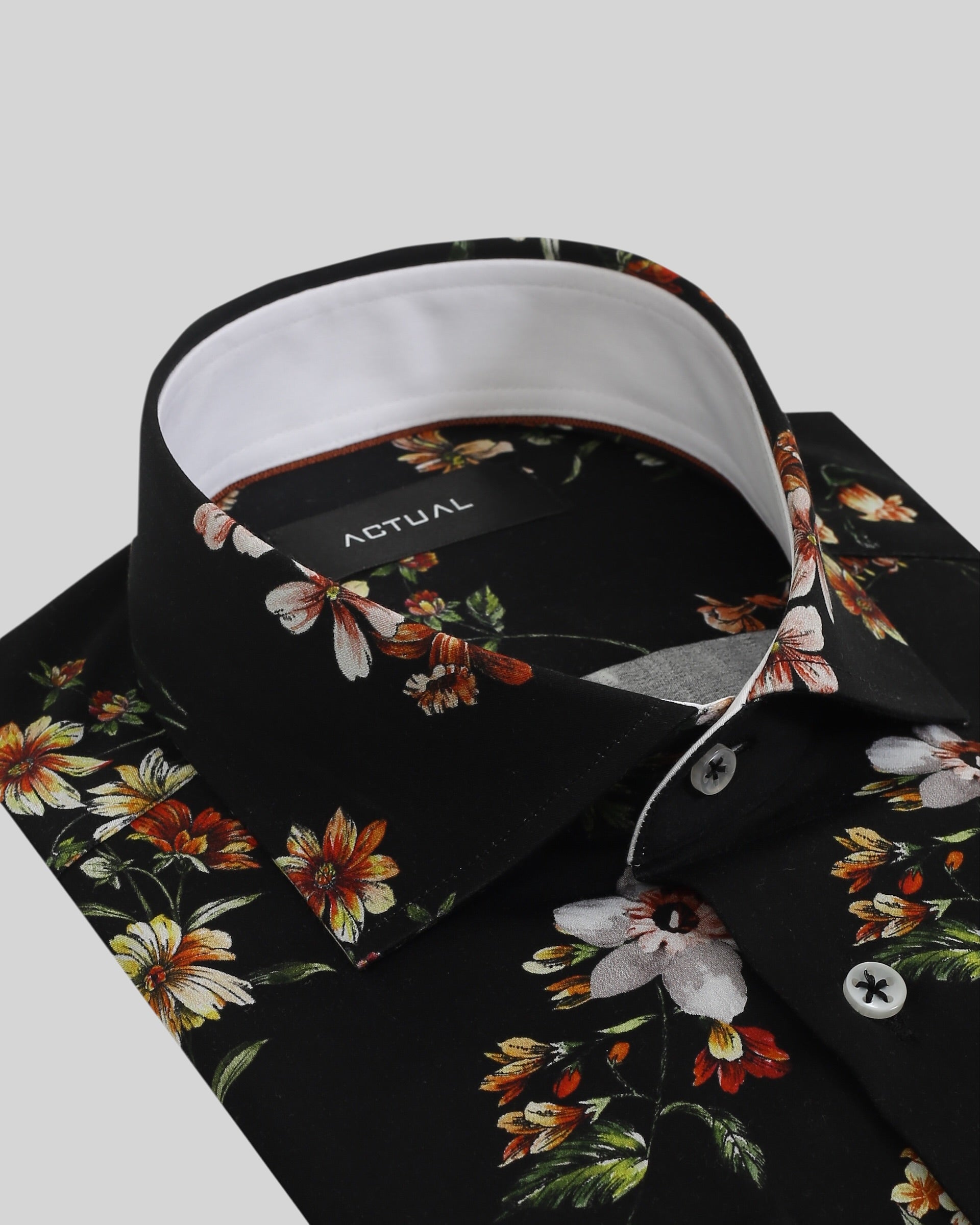 Geprint satijnen overhemd van 100% katoen in slim fit – Model 25-037