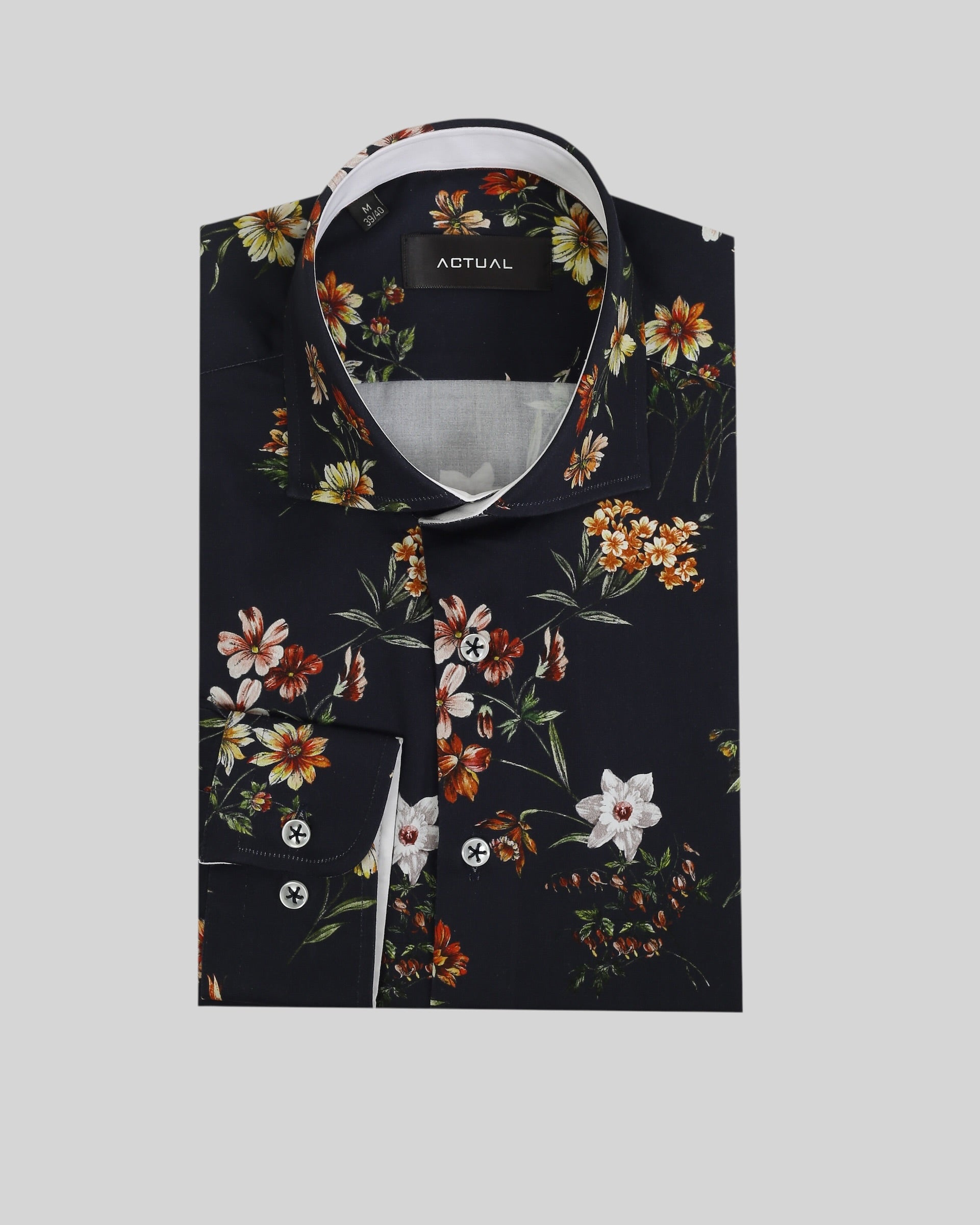 Geprint satijnen overhemd van 100% katoen in slim fit – Model 25-035