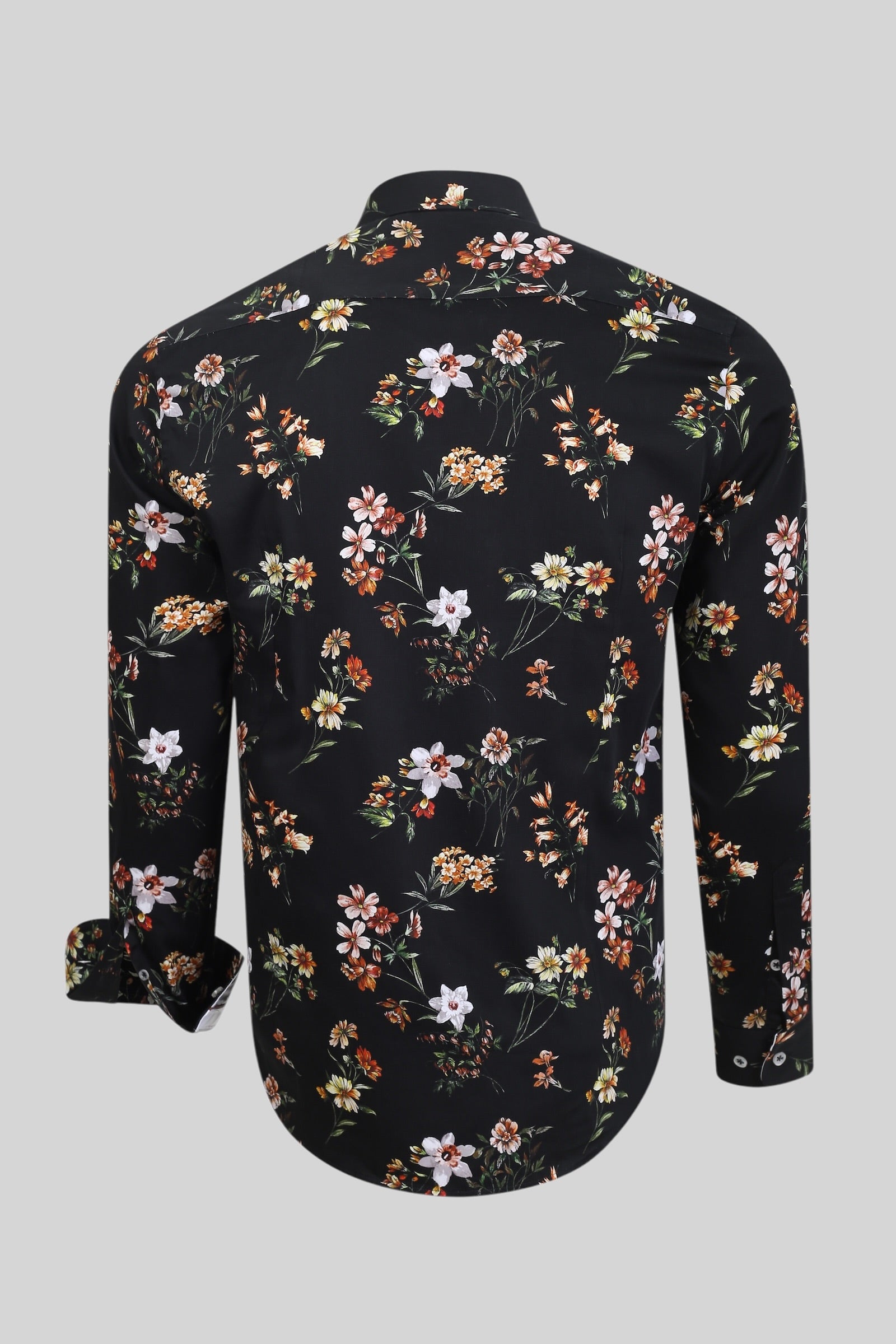 Geprint satijnen overhemd van 100% katoen in slim fit – Model 25-037