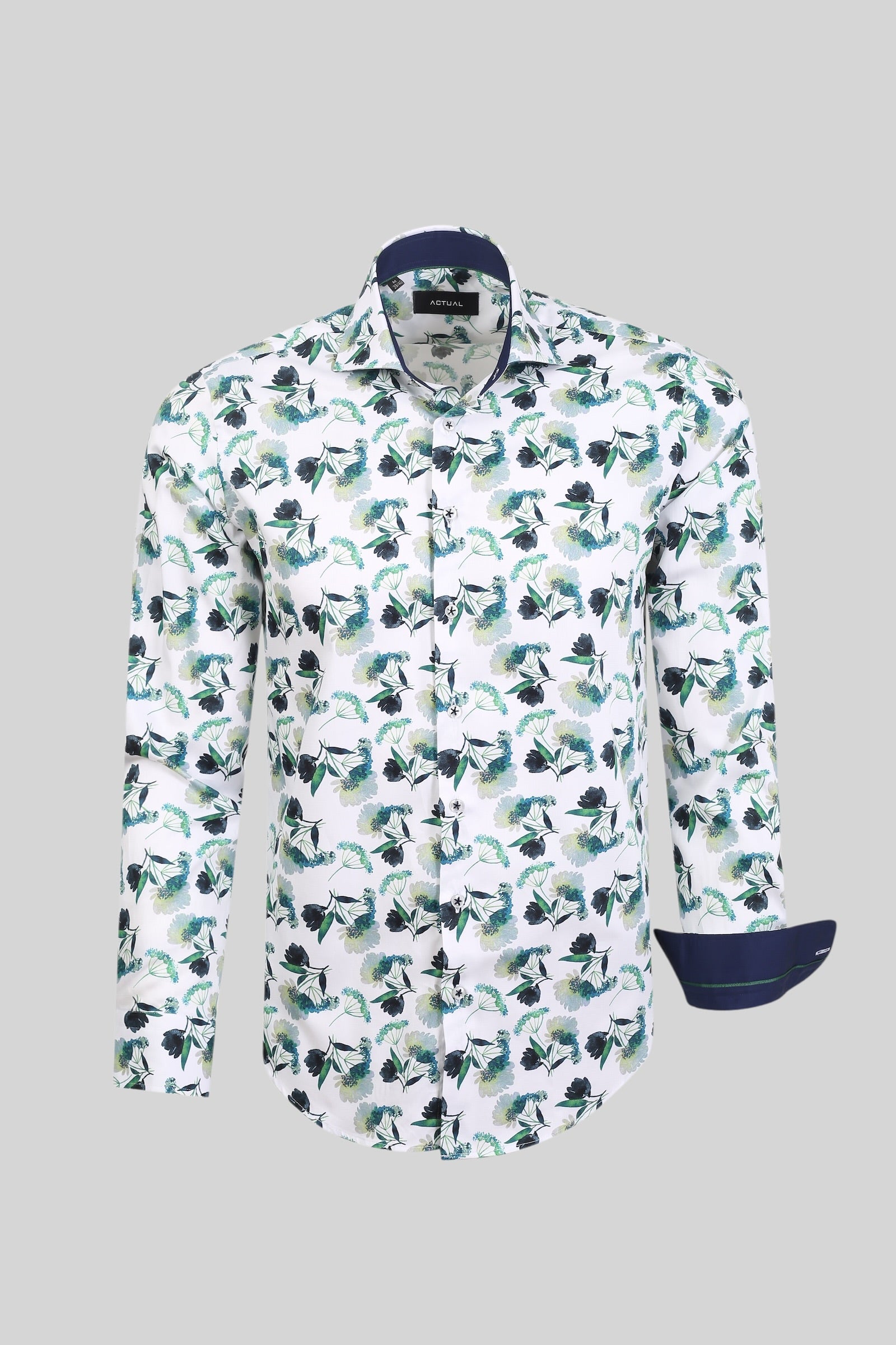Geprint satijnen overhemd van 100% katoen in slim fit – Model 25-034