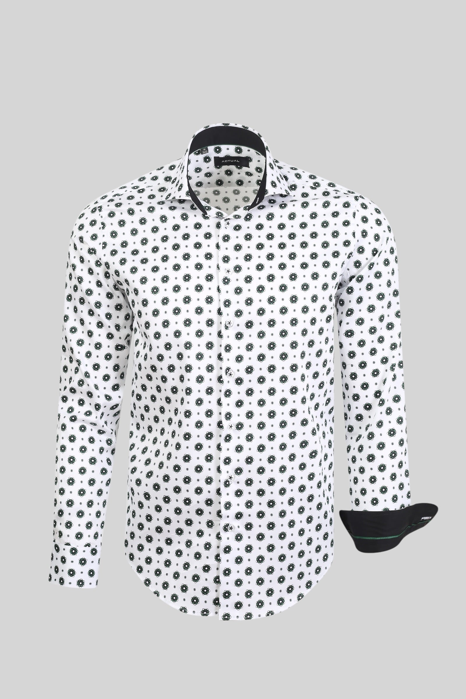 Geprint satijnen overhemd van 100% katoen in slim fit – Model 25-030