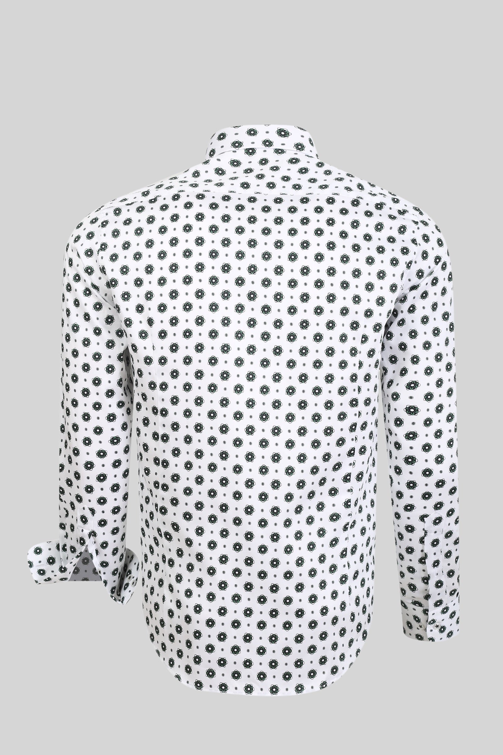 Geprint satijnen overhemd van 100% katoen in slim fit – Model 25-030