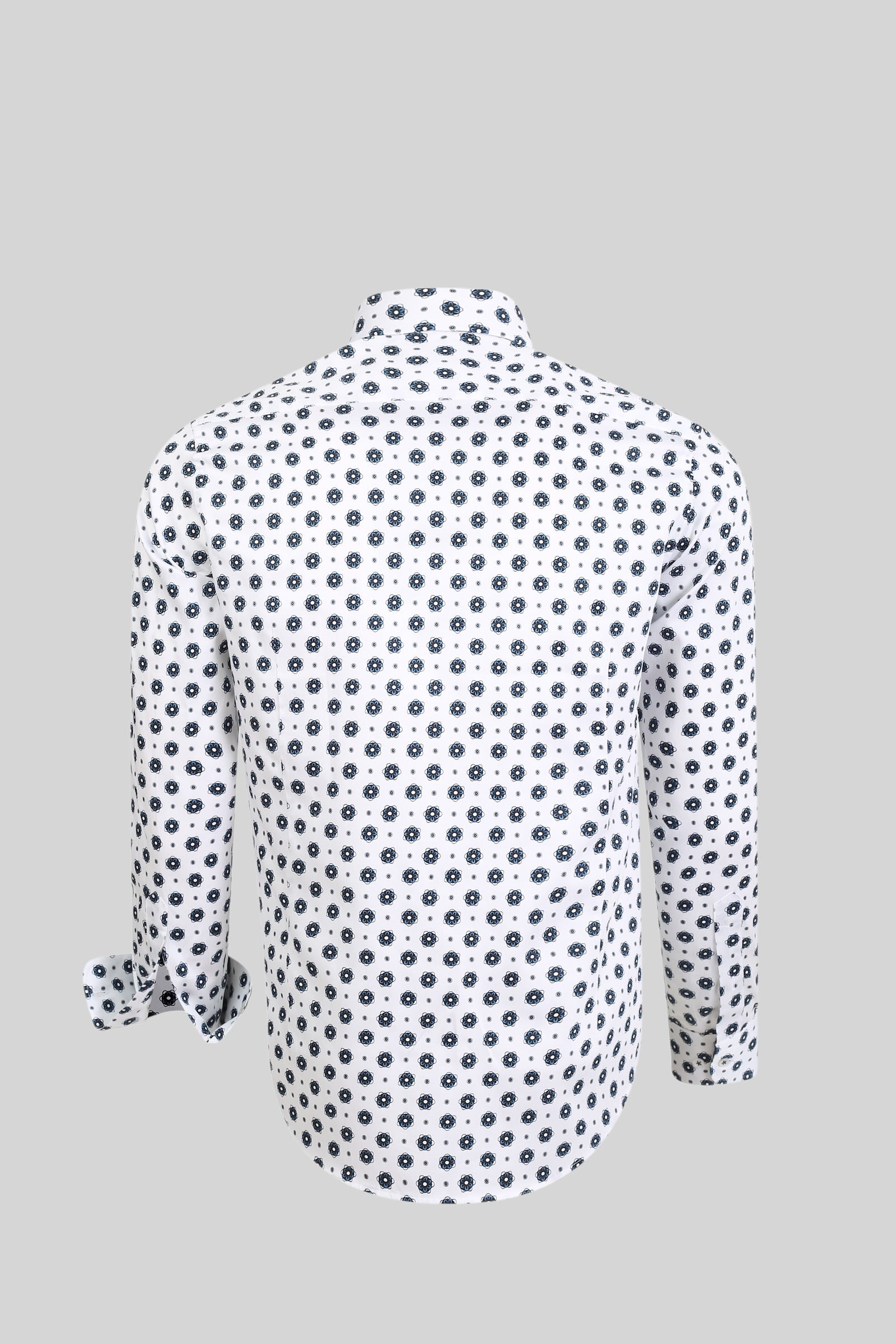 Geprint satijnen overhemd van 100% katoen in slim fit – Model 25-031