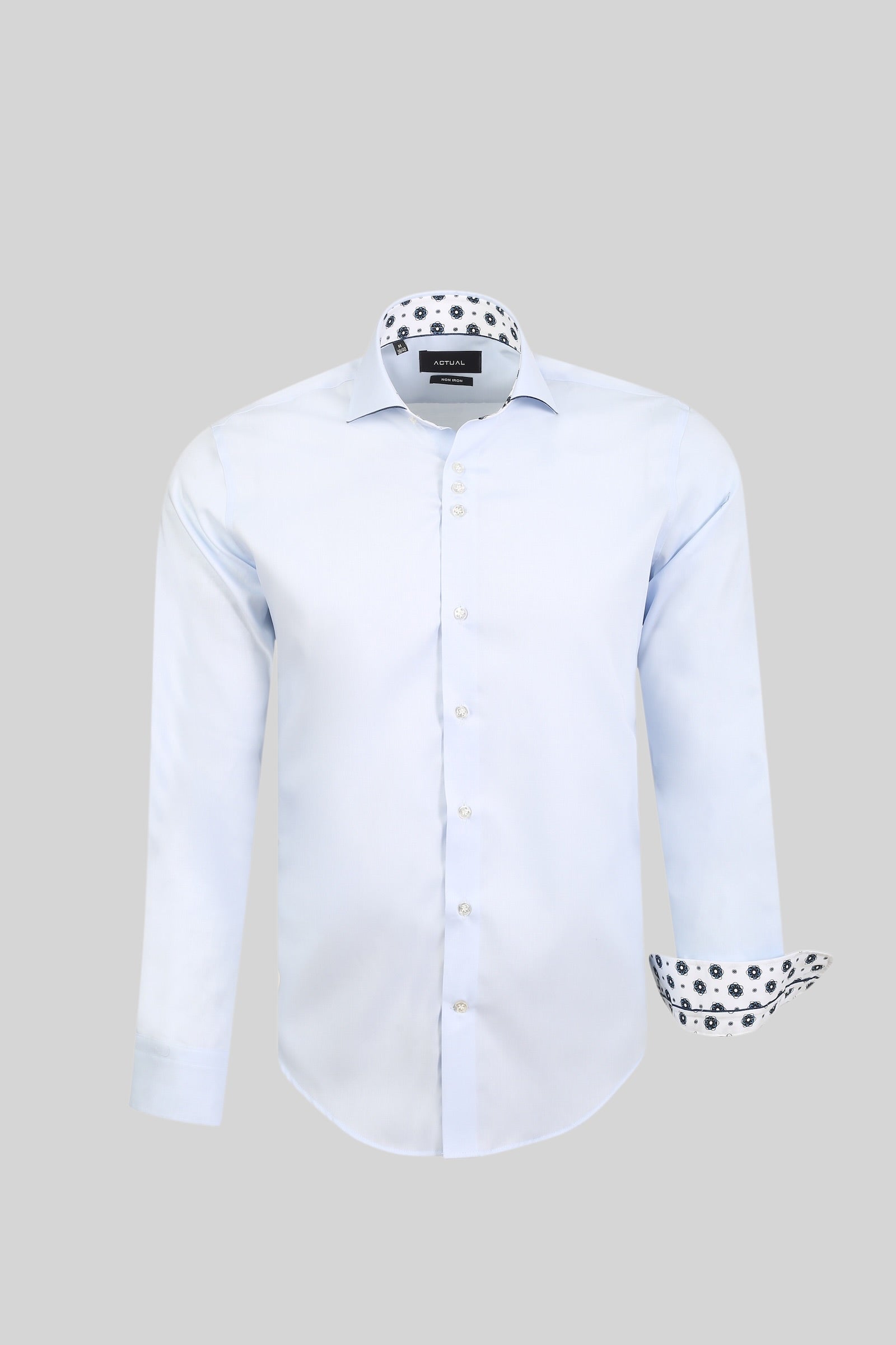 Bügelfreies Hemd aus 100% Baumwolle in Slim Fit mit floralen Kontrastdetails – Modell 25-027