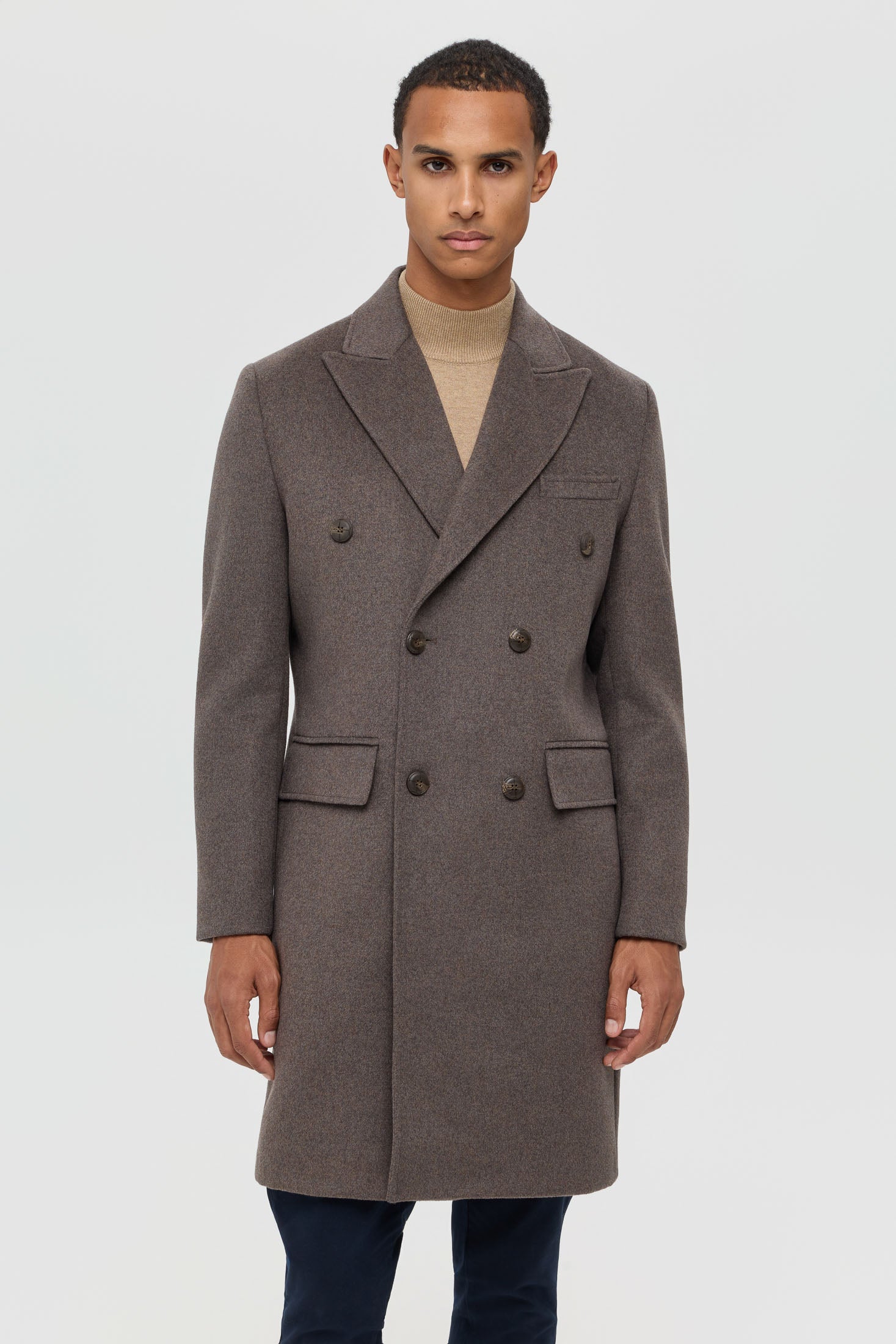 Men’s Double-Breasted Wool Blend Trench Coat – Timeless Elegance | Style 6065