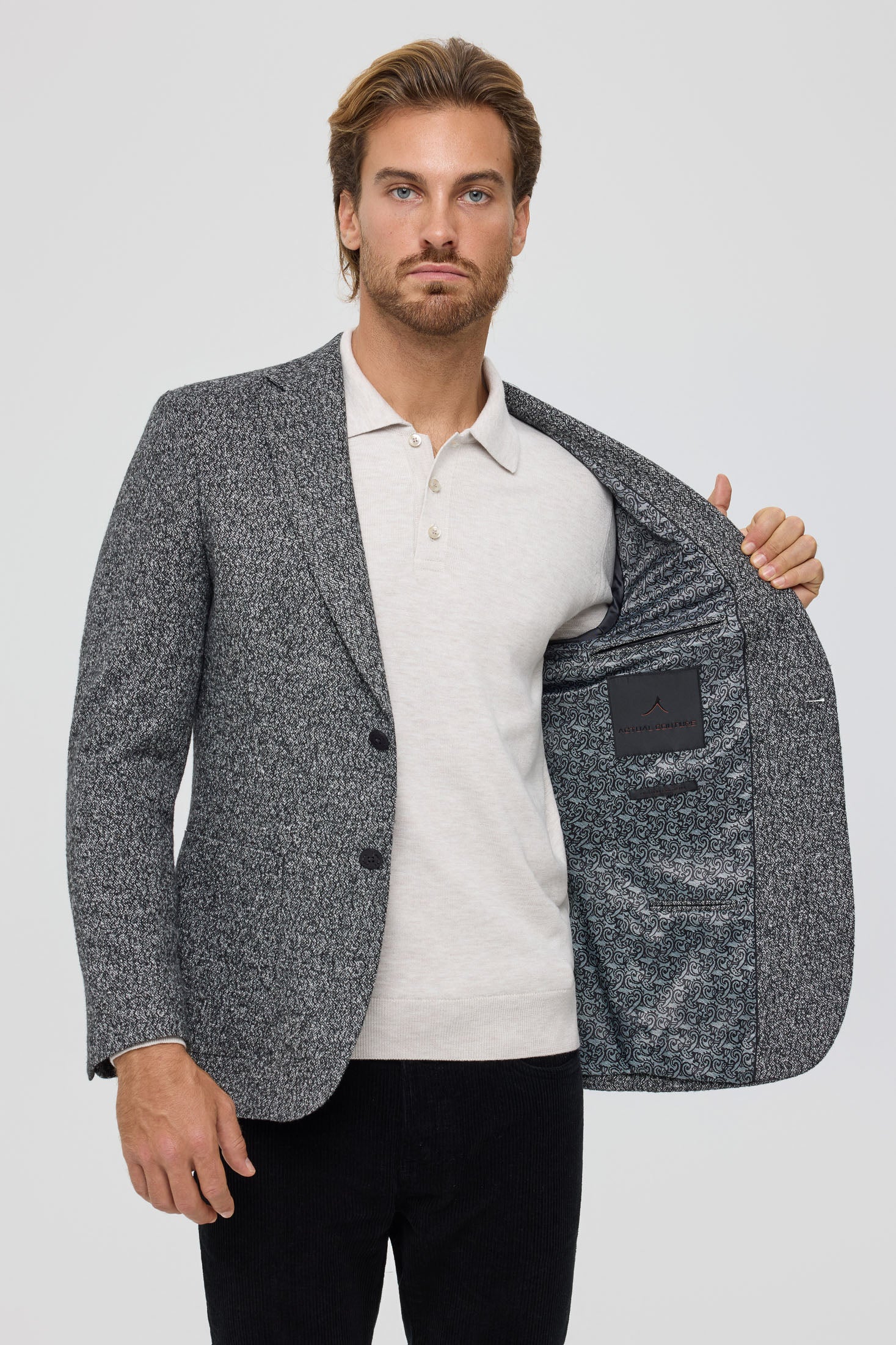 Premium gebreide blazer voor heren – textuur en stretchcomfort | Stijl 7179