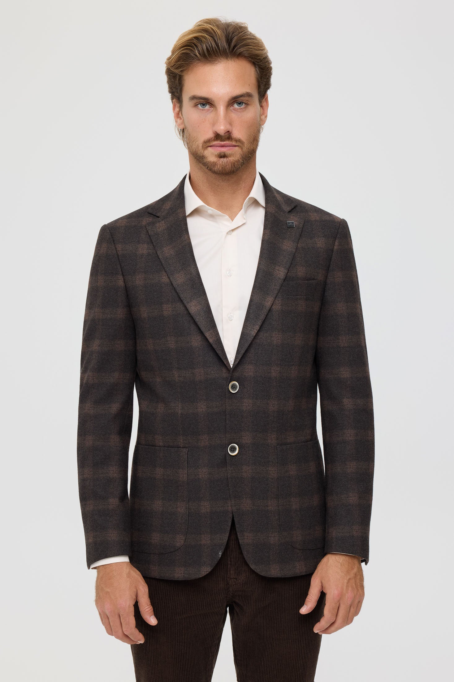 Men’s Premium Knit Blazer – Checked Texture | Style 7186