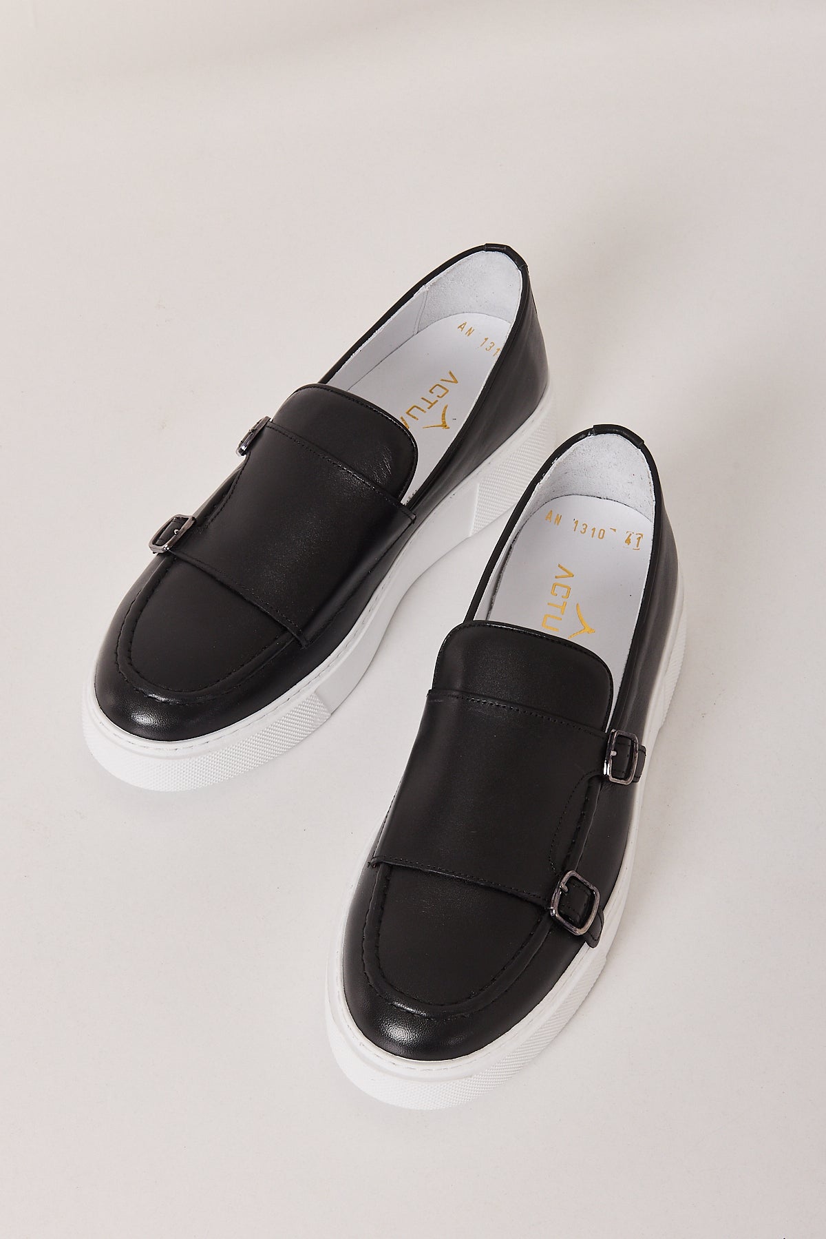 Men’s Premium Leather Double-Monk Loafer Shoes – 100% Genuine Leather