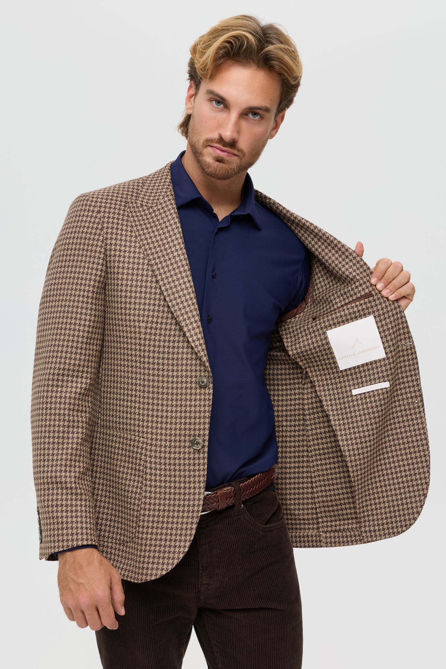 Premium blazer voor heren – Pied-de-poule en micro-ruitjesmotief | Stijl 7178