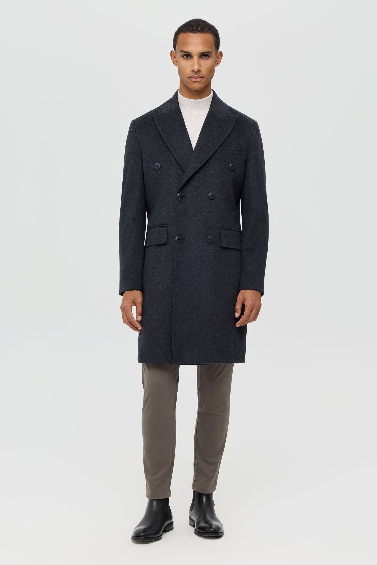 Men’s Double-Breasted Wool Blend Trench Coat – Timeless Elegance | Style 6065