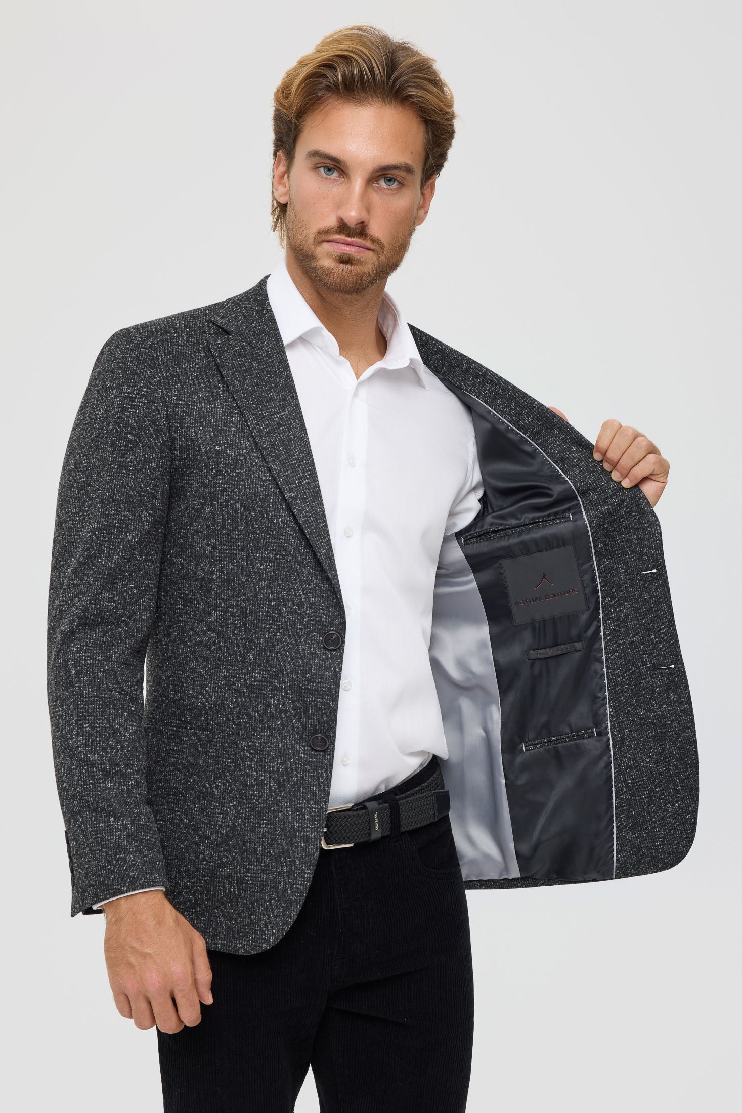 Hochwertiger Herren-Strickblazer – Wollmischung mit Glencheck-Muster | Modell 7183