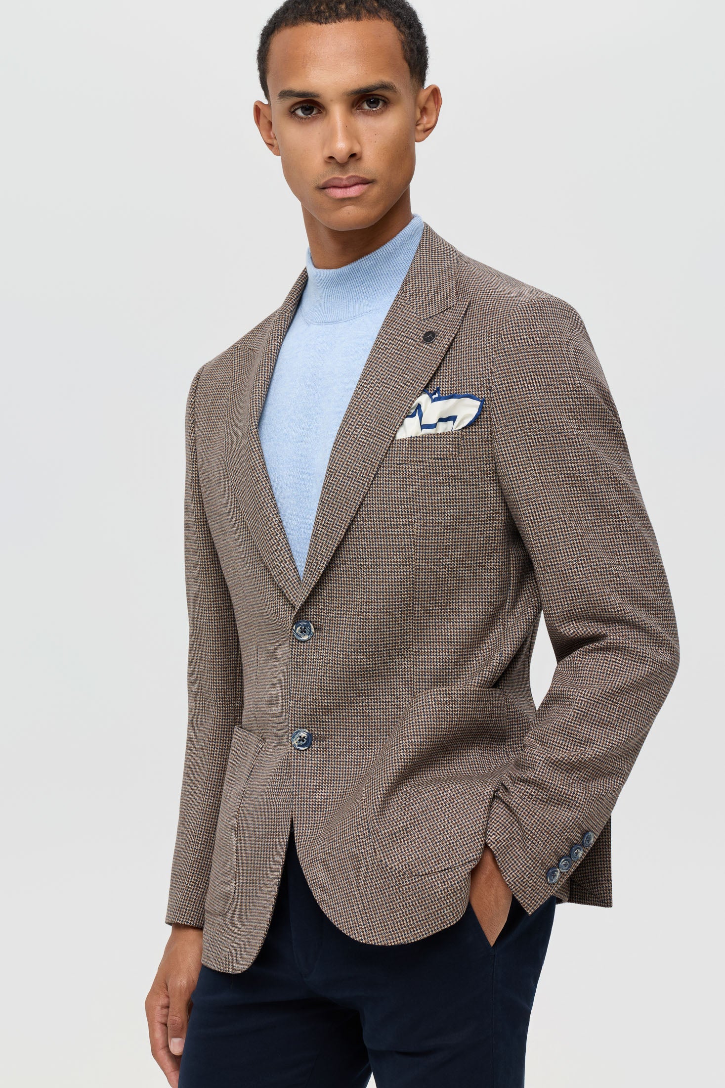 Premium blazer voor heren – Pied-de-poule en micro-ruitjesmotief | Stijl 7178