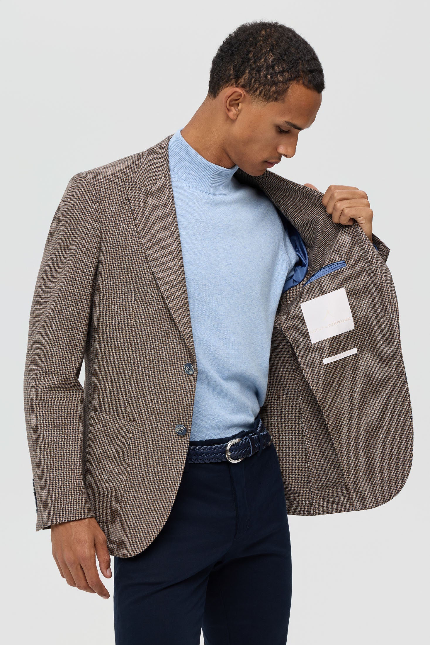 Premium blazer voor heren – Pied-de-poule en micro-ruitjesmotief | Stijl 7178