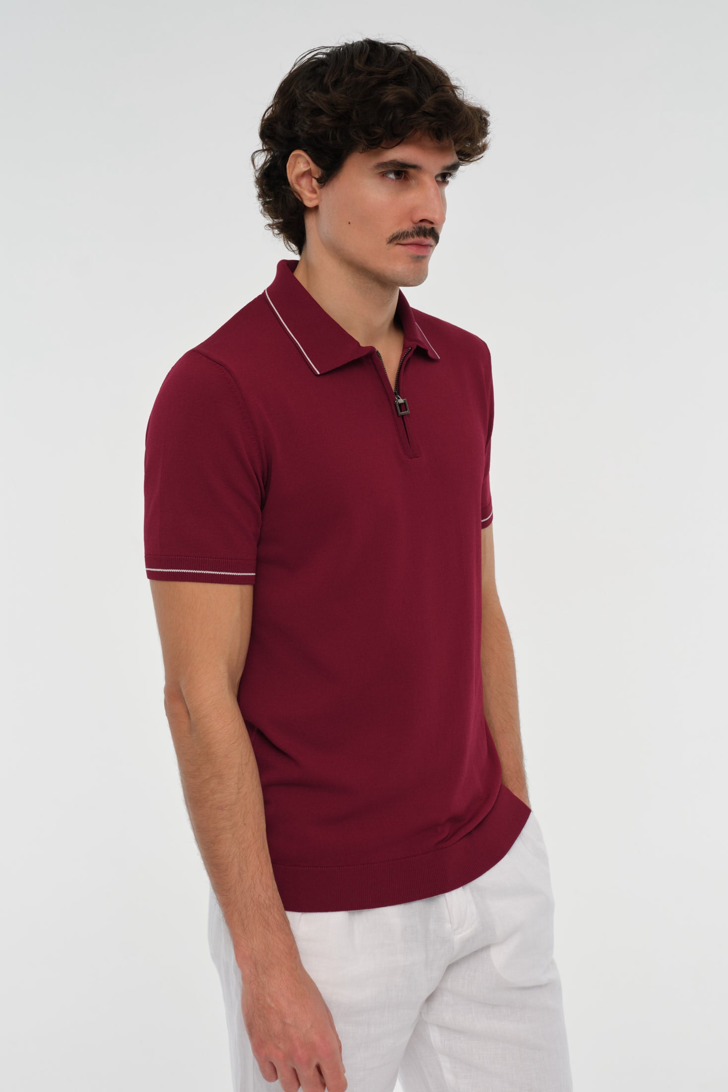 Strick-Polo mit Reißverschlusskragen | Moderne Tailored Eleganz – Modell 8040