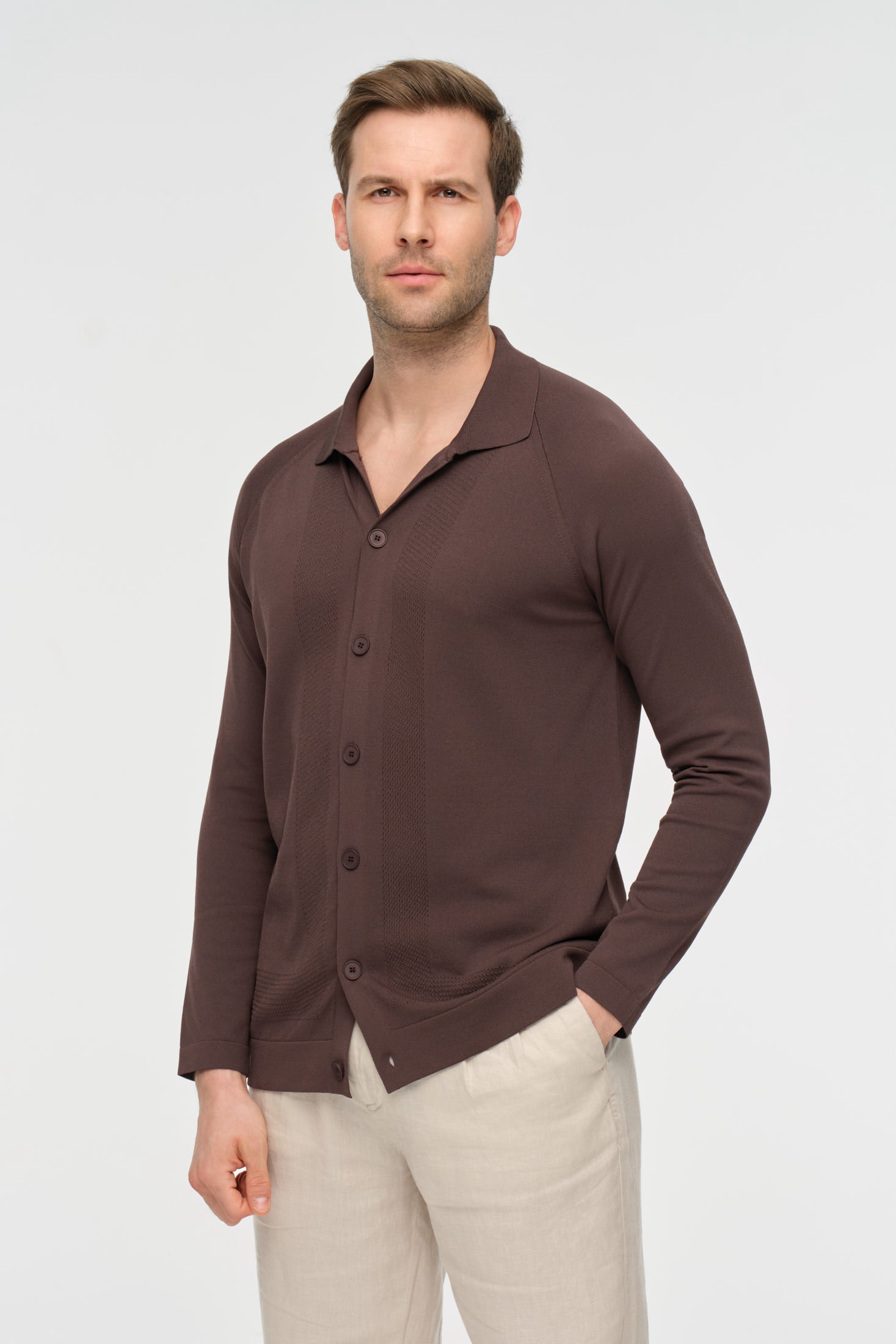 Hochwertiger Herren-Strickcardigan mit Knöpfen – Strukturiertes Design | Modell 8029